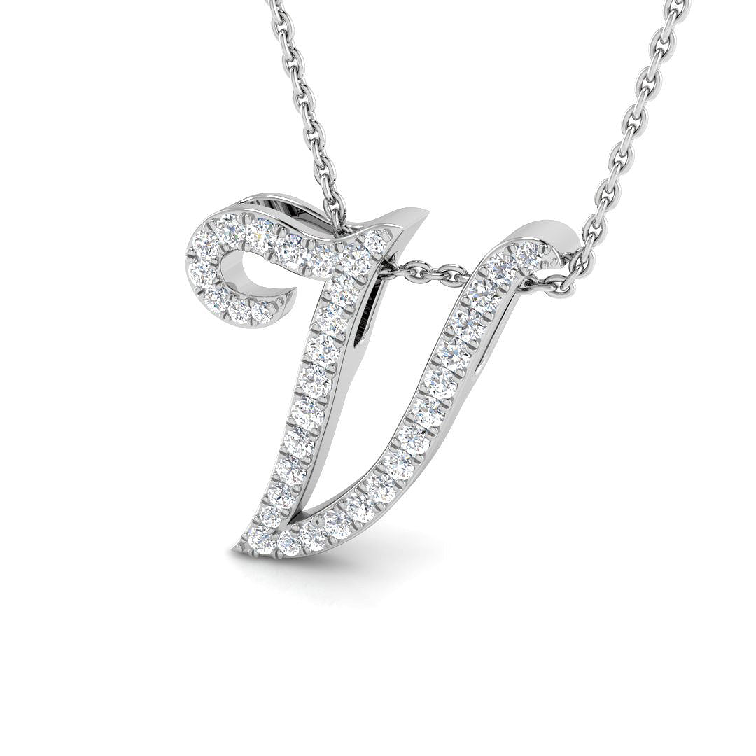 White Gold Diamond Initial Pendant