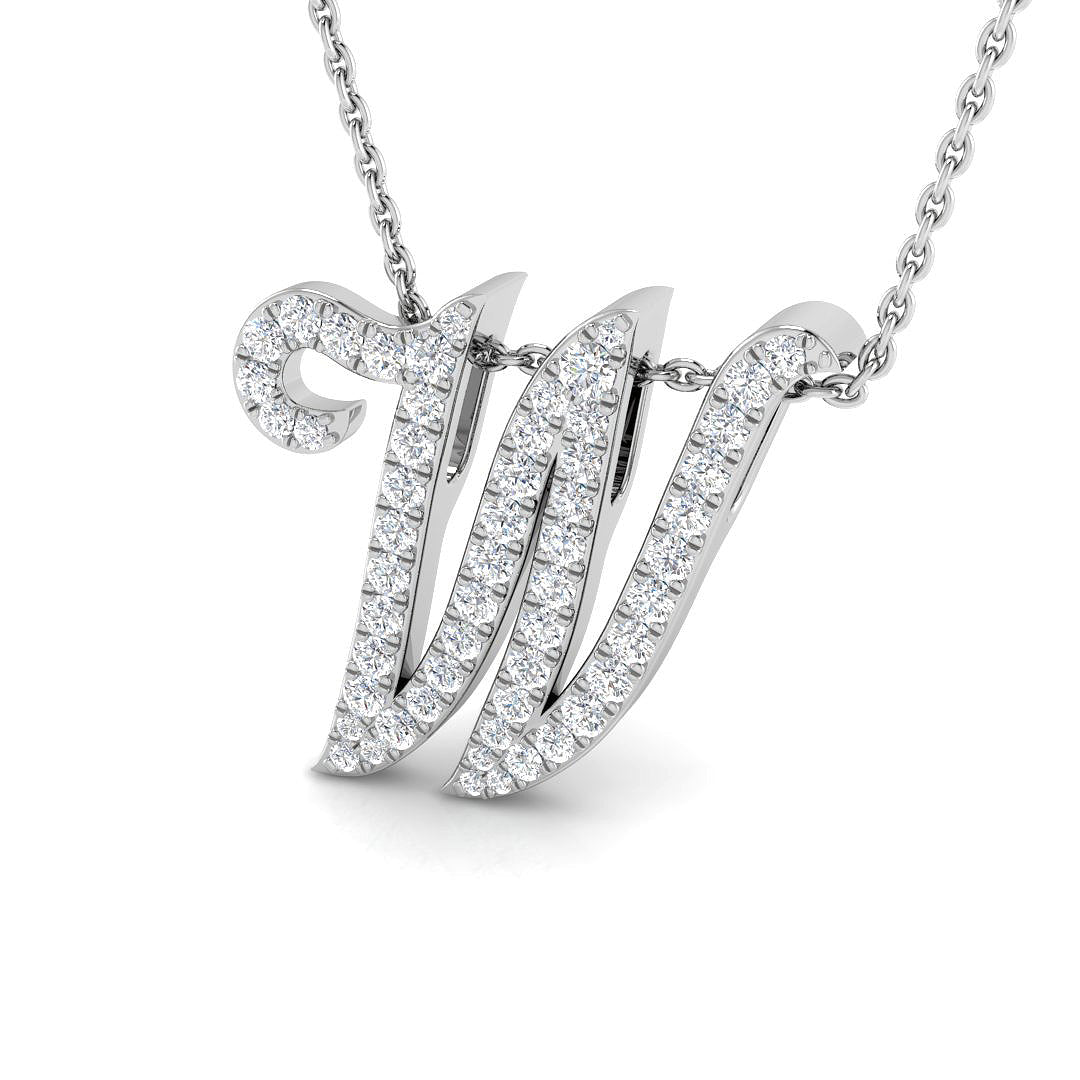 White Gold Diamond Initial Pendant