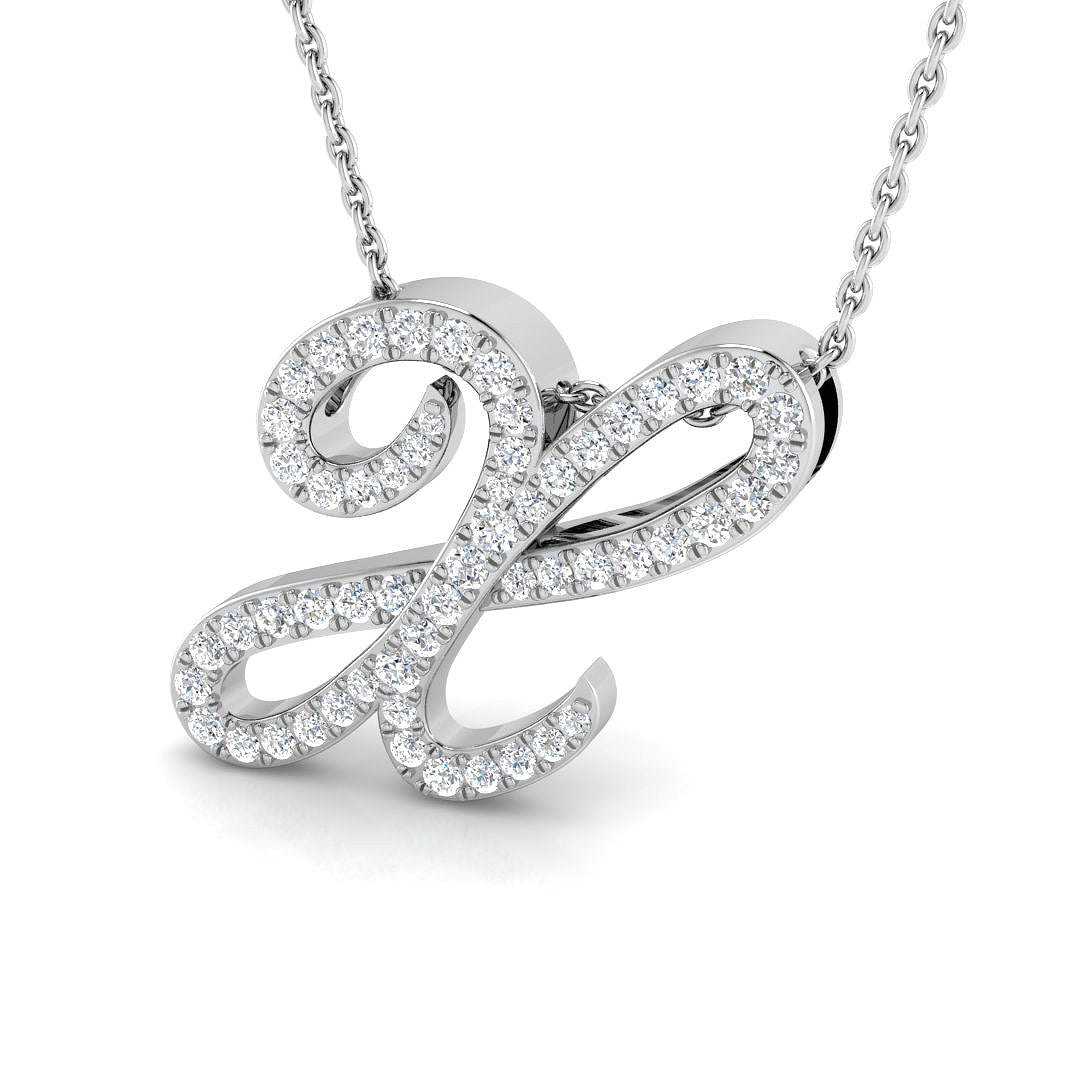 White Gold Diamond Initial Pendant