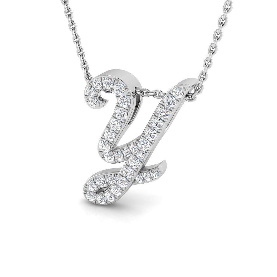 White Gold Diamond Initial Pendant