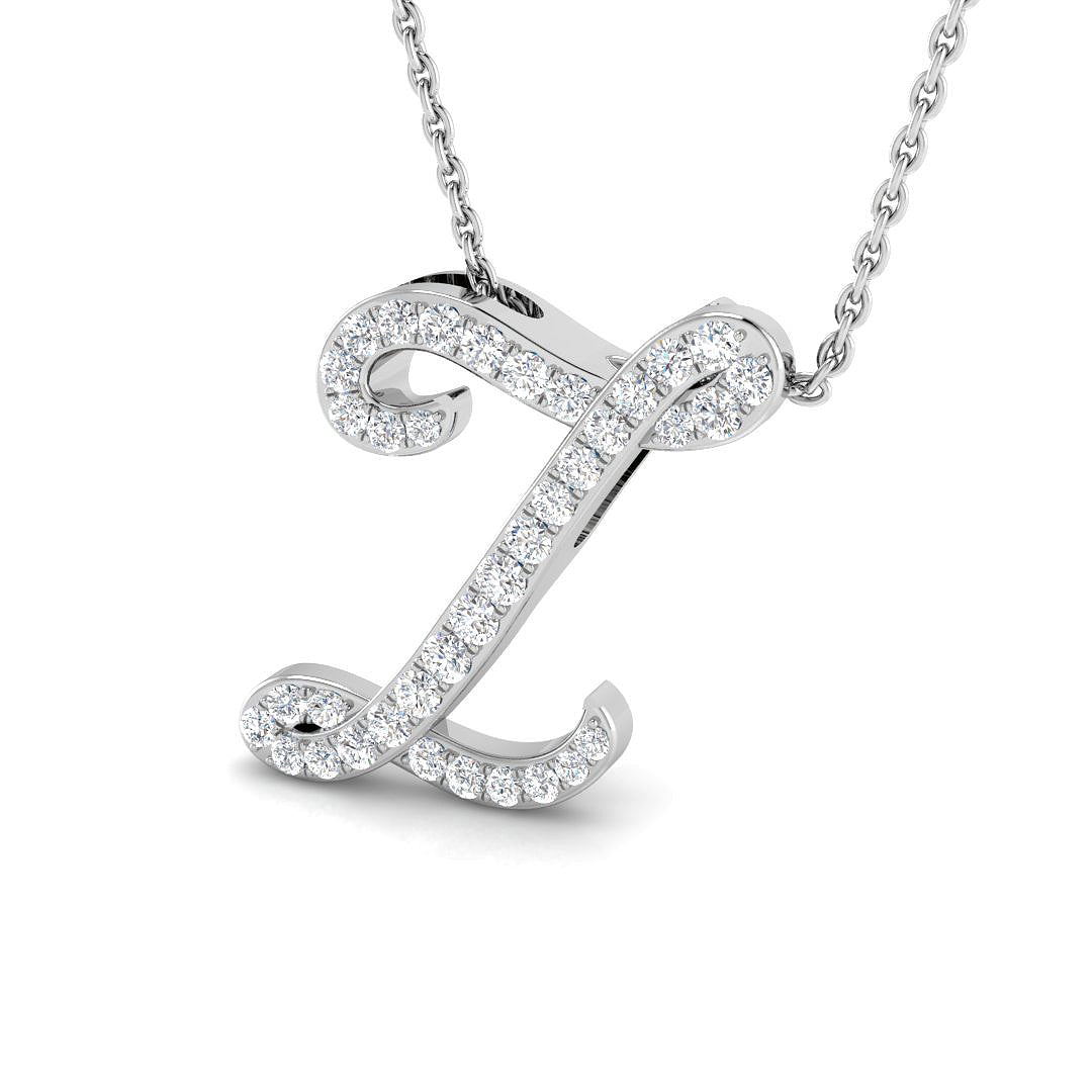 White Gold Diamond Initial Pendant