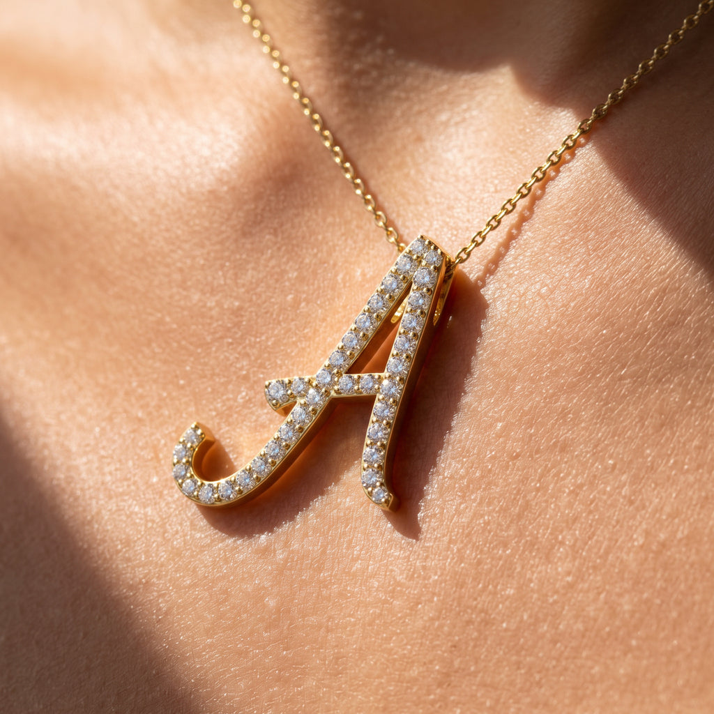 Yellow Gold Diamond Initial Pendant