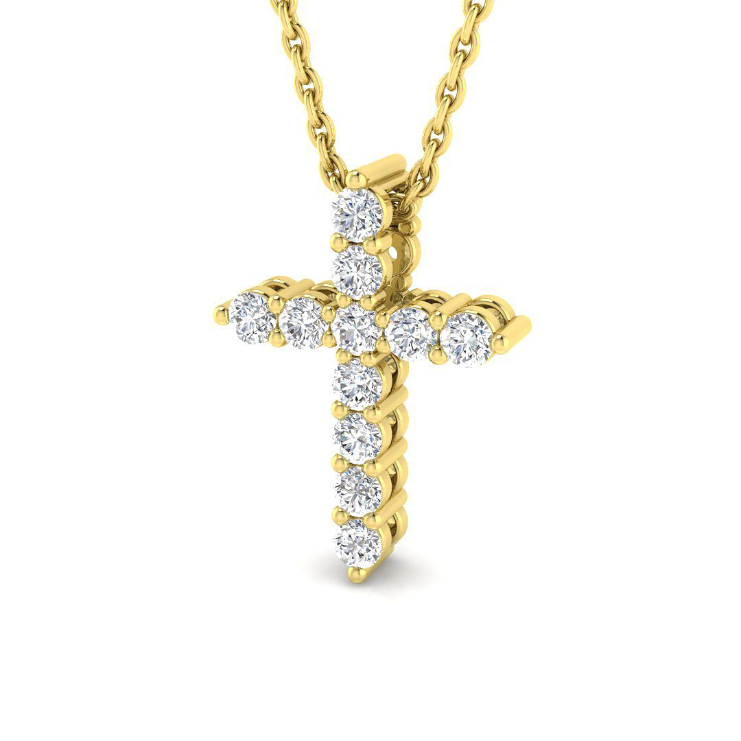 Breakfast at Tea Cross Pendant Necklace — Yellow Gold Diamond Cross Pendant