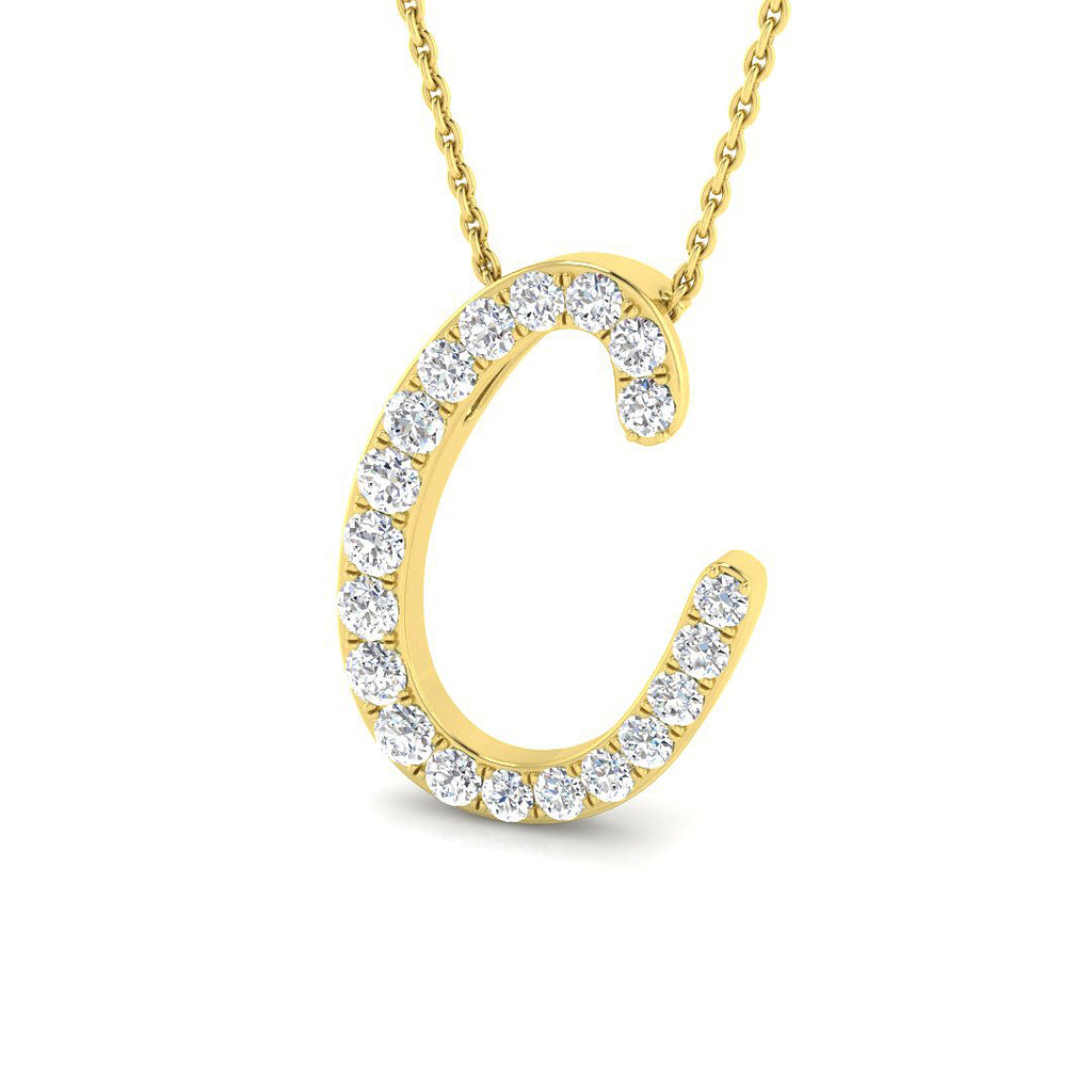 9ct Yellow Gold Diamond Initial Pendant Letter C