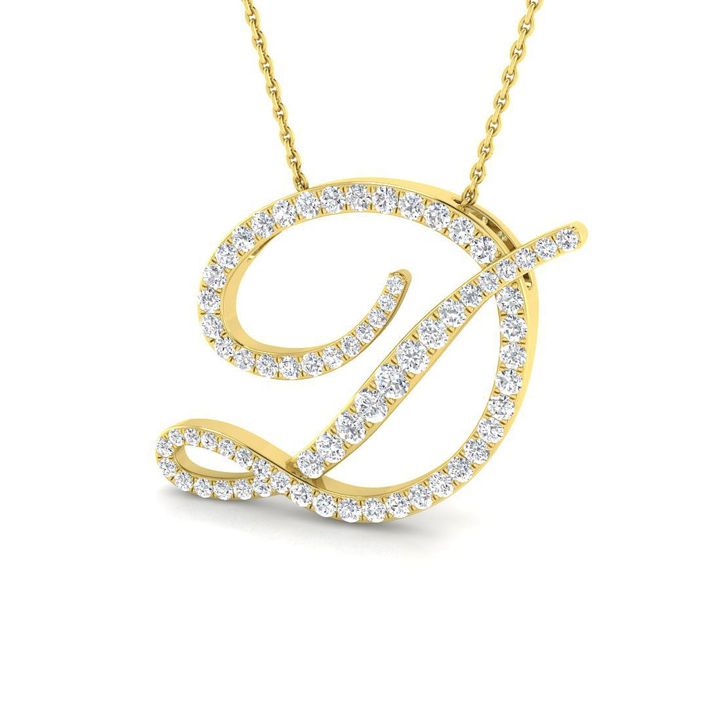 9ct Yellow Gold Diamond Initial Pendant Letter D