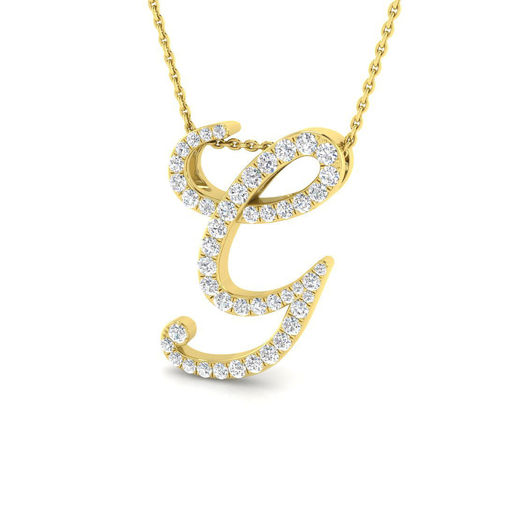 9ct Yellow Gold Diamond Initial Pendant Letter G