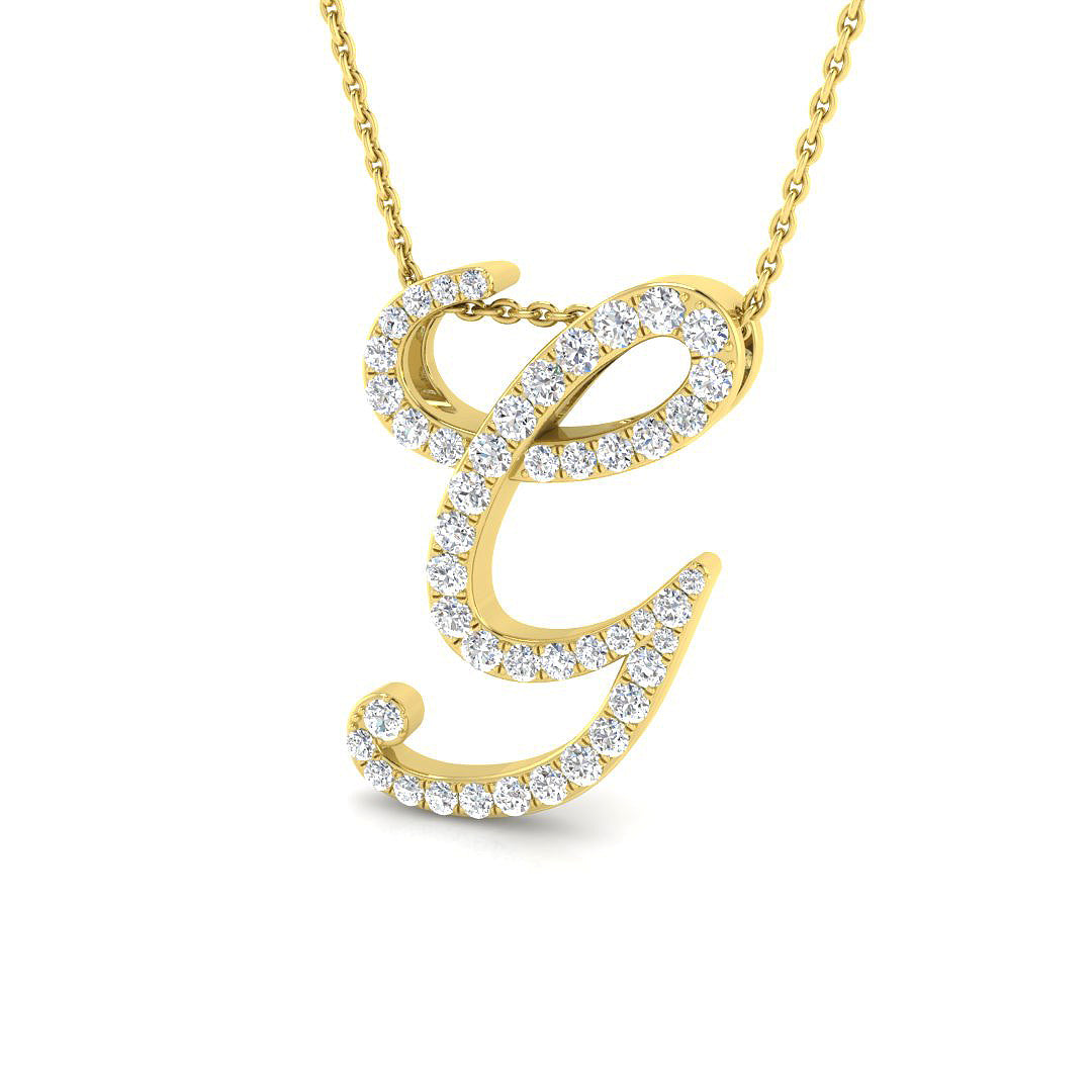 9ct Yellow Gold Diamond Initial Pendant Letter G