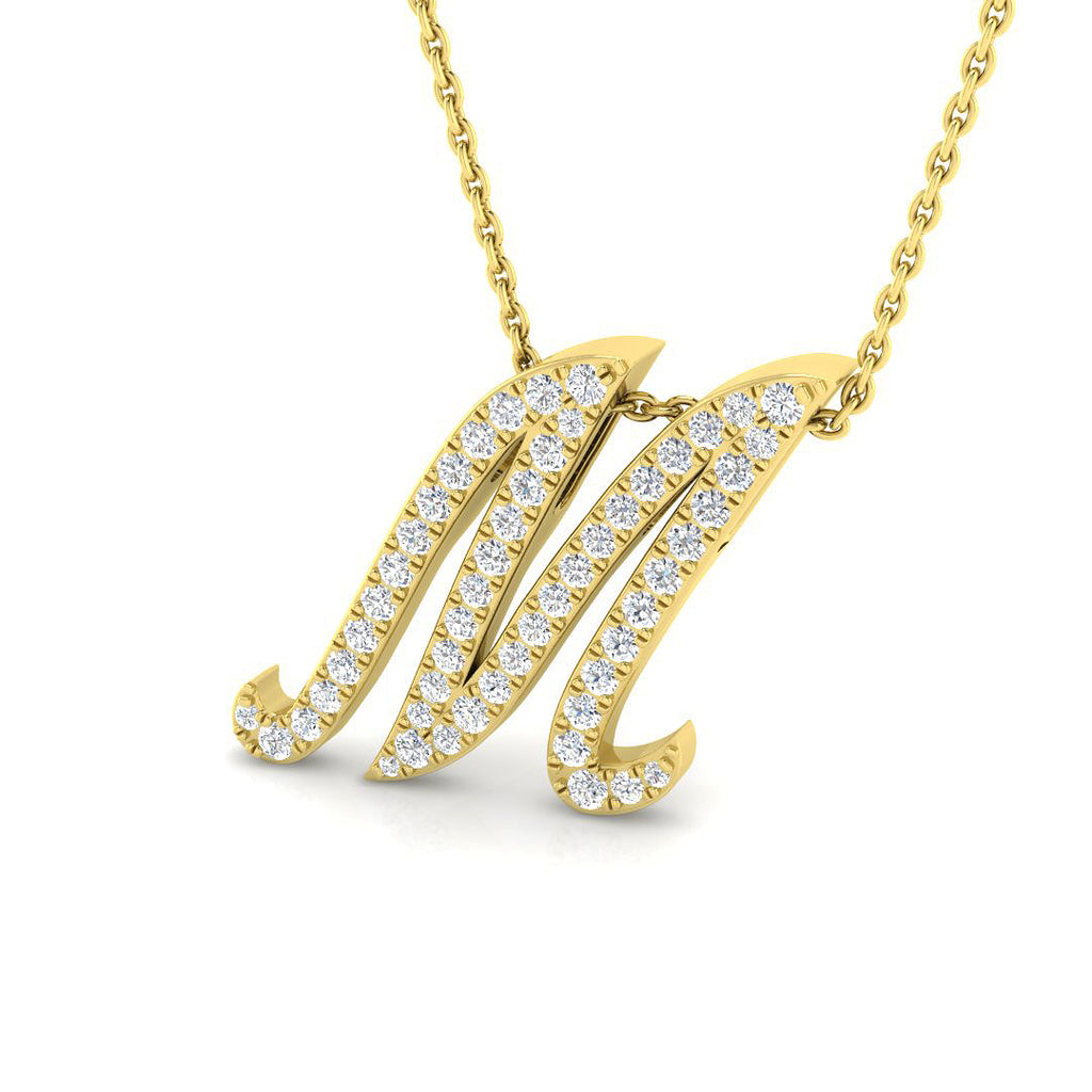 Yellow Gold Diamond Initial Pendant