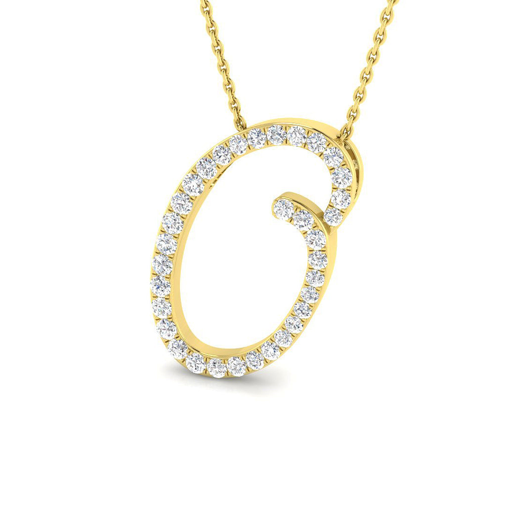 9ct Yellow Gold Diamond Initial Pendant Letter O