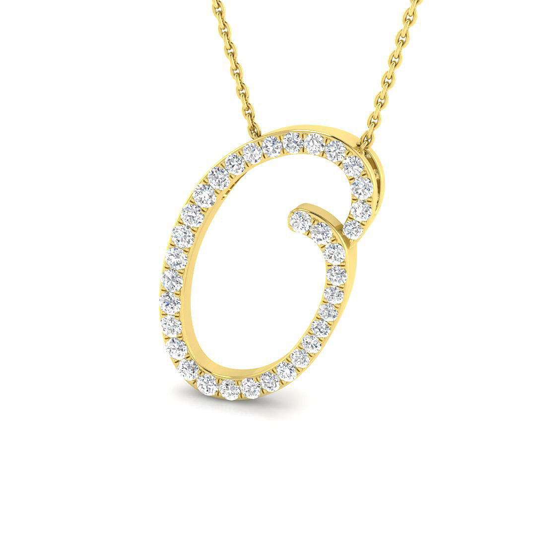 9ct Yellow Gold Diamond Initial Pendant Letter O