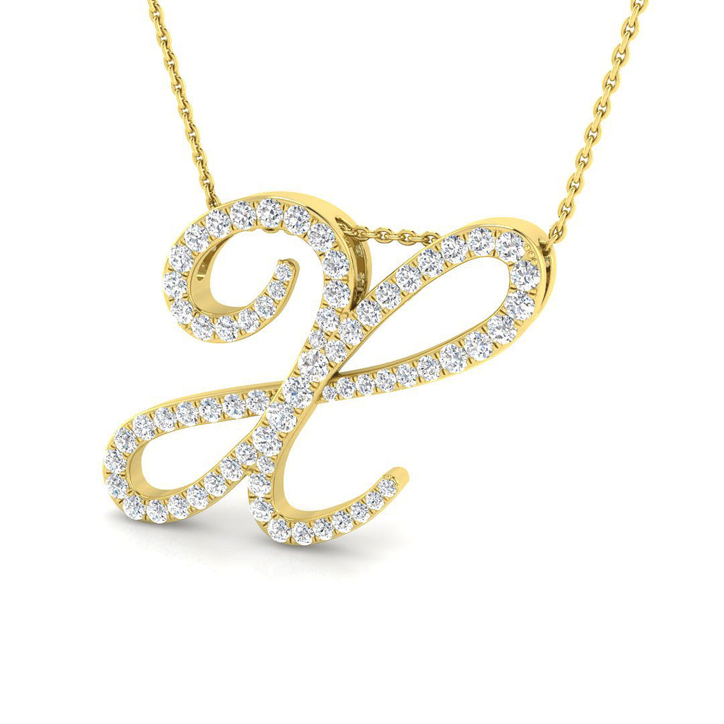 9ct Yellow Gold Diamond Initial Pendant Letter X