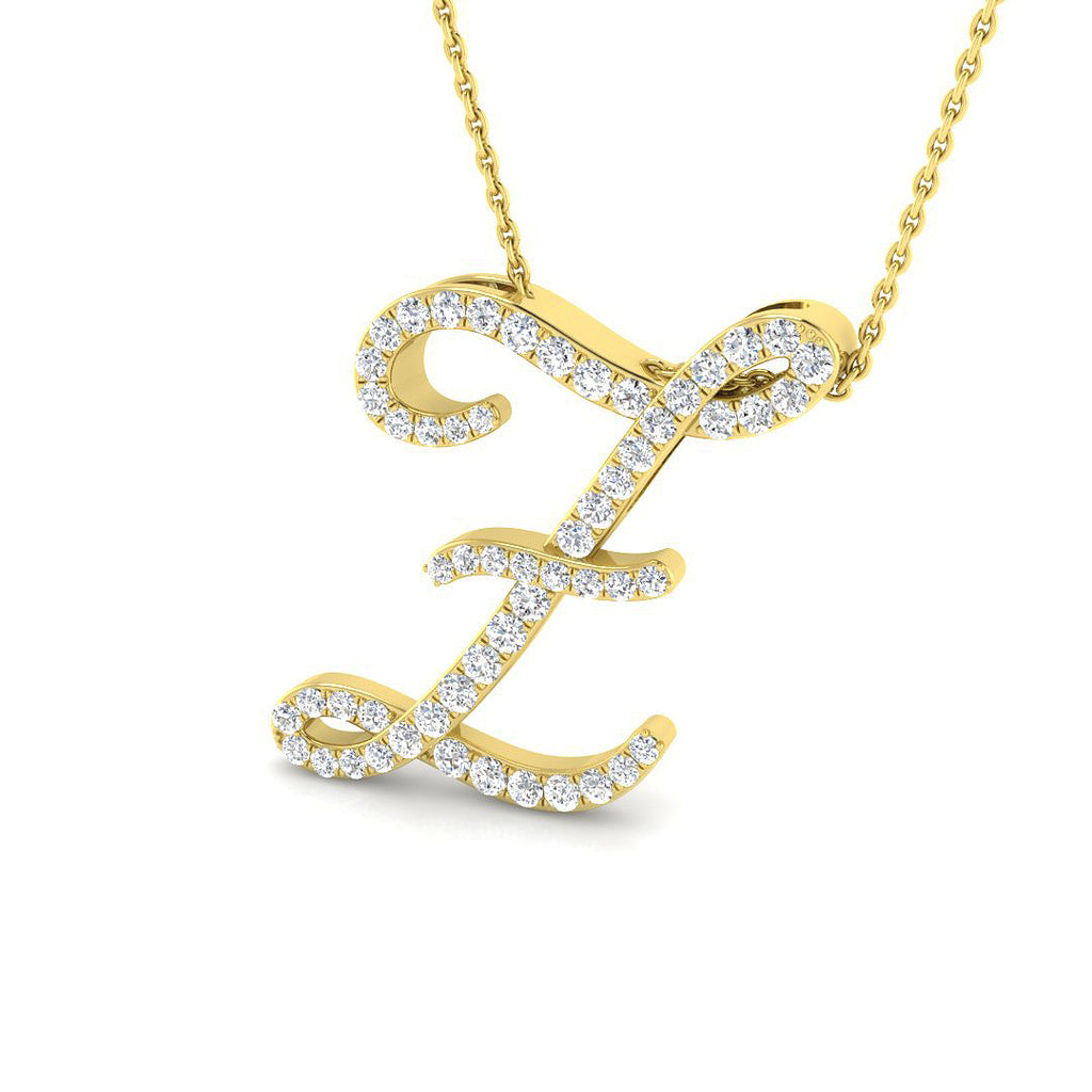9ct Yellow Gold Diamond Initial Pendant Letter Z