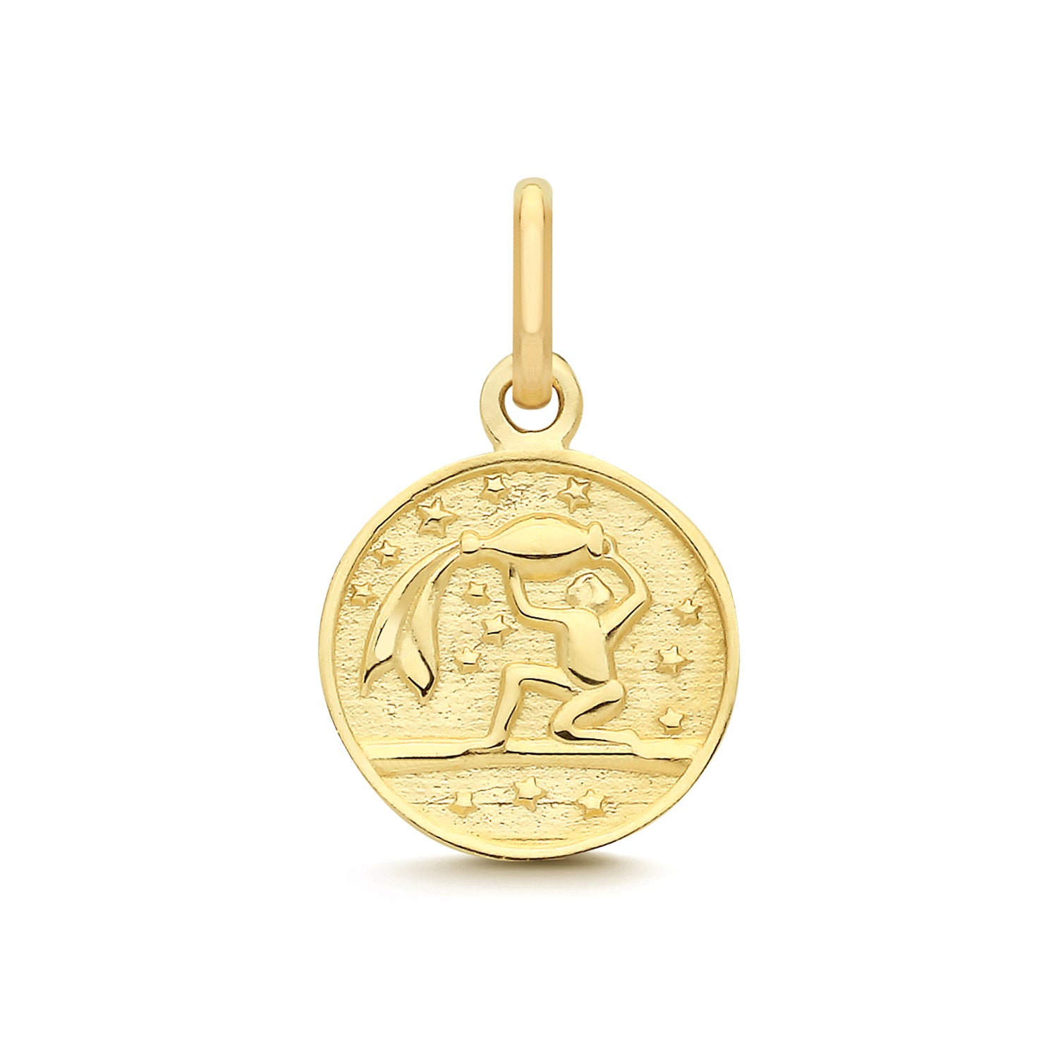 Aquarius Zodiac Gold Coin Pendant Necklace 9ct Yellow Gold