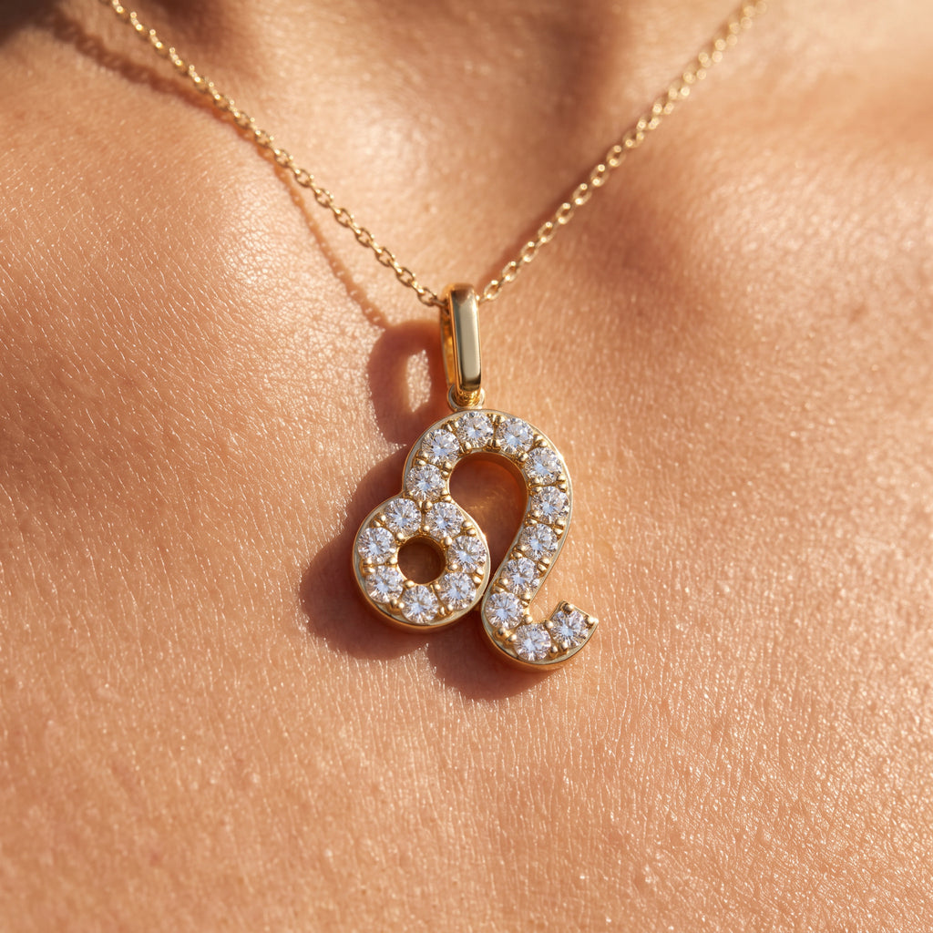 Zodiac Star Sign Lab Diamond Pendant Necklace | 9ct Yellow Gold