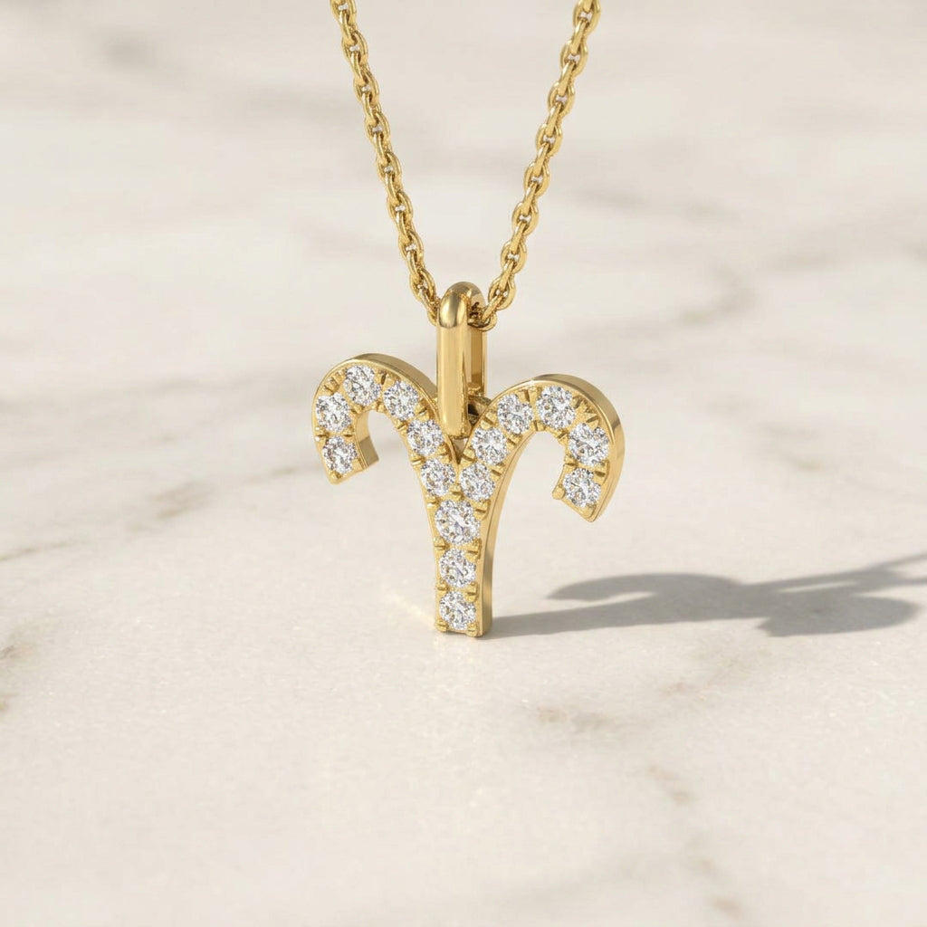 Zodiac Star Sign Lab Diamond Pendant Necklace | 9ct Yellow Gold