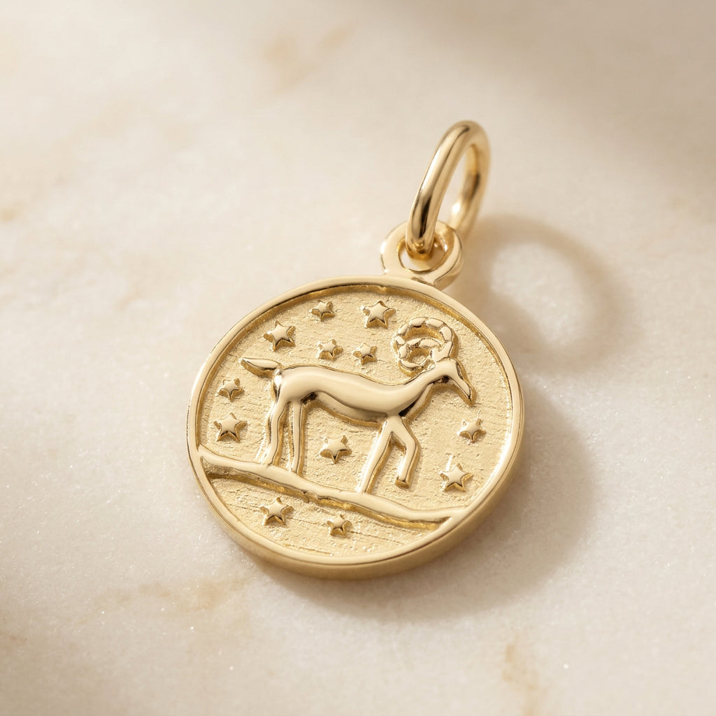 Zodiac Star Sign Gold Coin Pendant Necklace | 9ct Yellow Gold