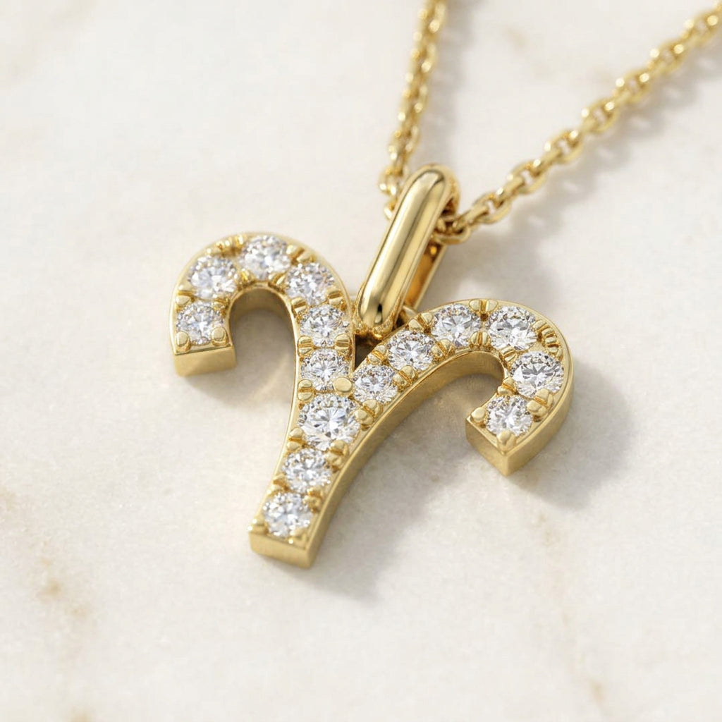 Zodiac Star Sign Lab Diamond Pendant Necklace | 9ct Yellow Gold