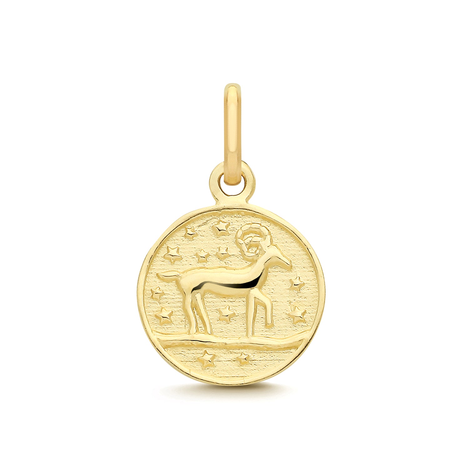 Aries Zodiac Gold Coin Pendant Necklace 9ct Yellow Gold