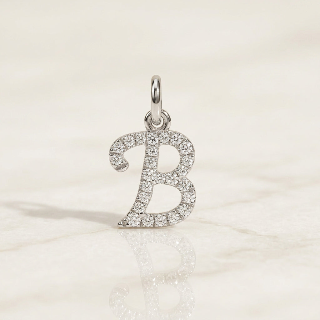 White Gold Signature Script Lab Initial Necklace