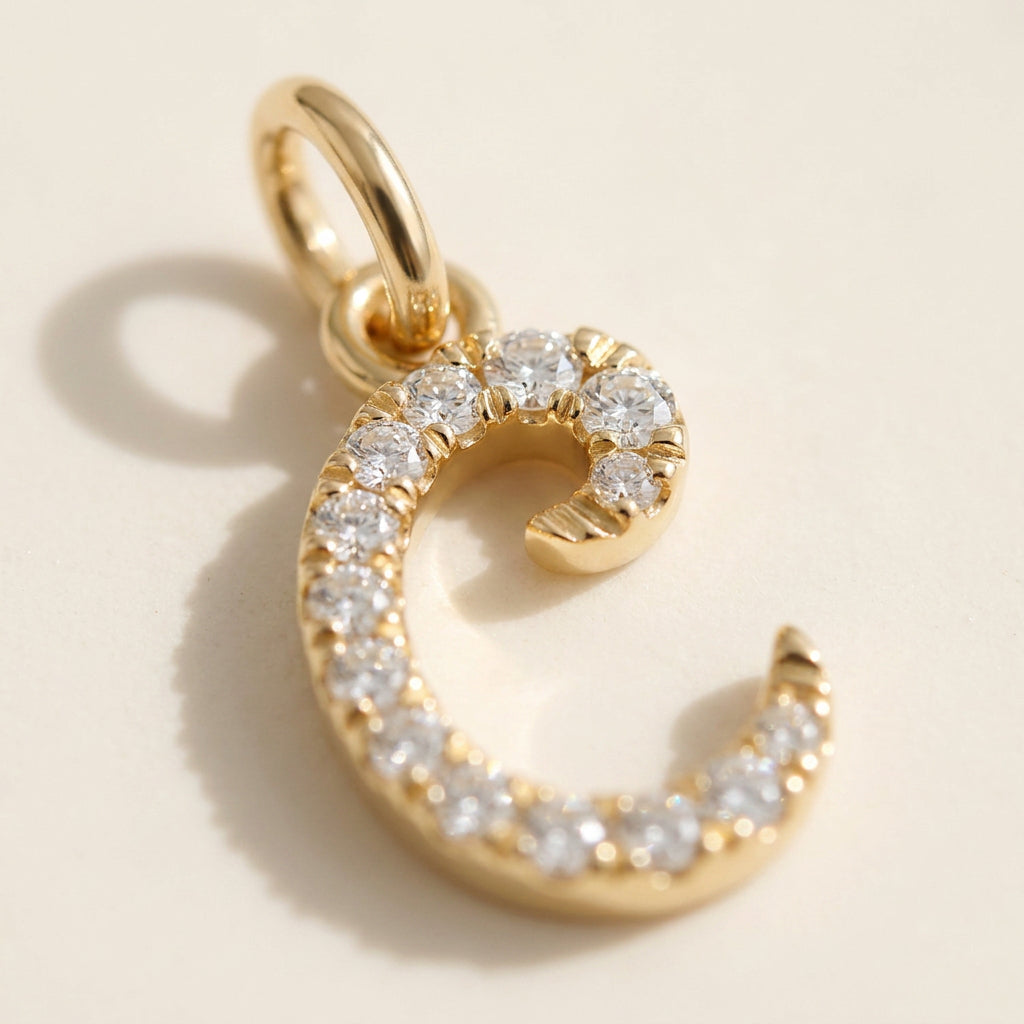 Yellow Gold Signature Script Lab Initial Necklace