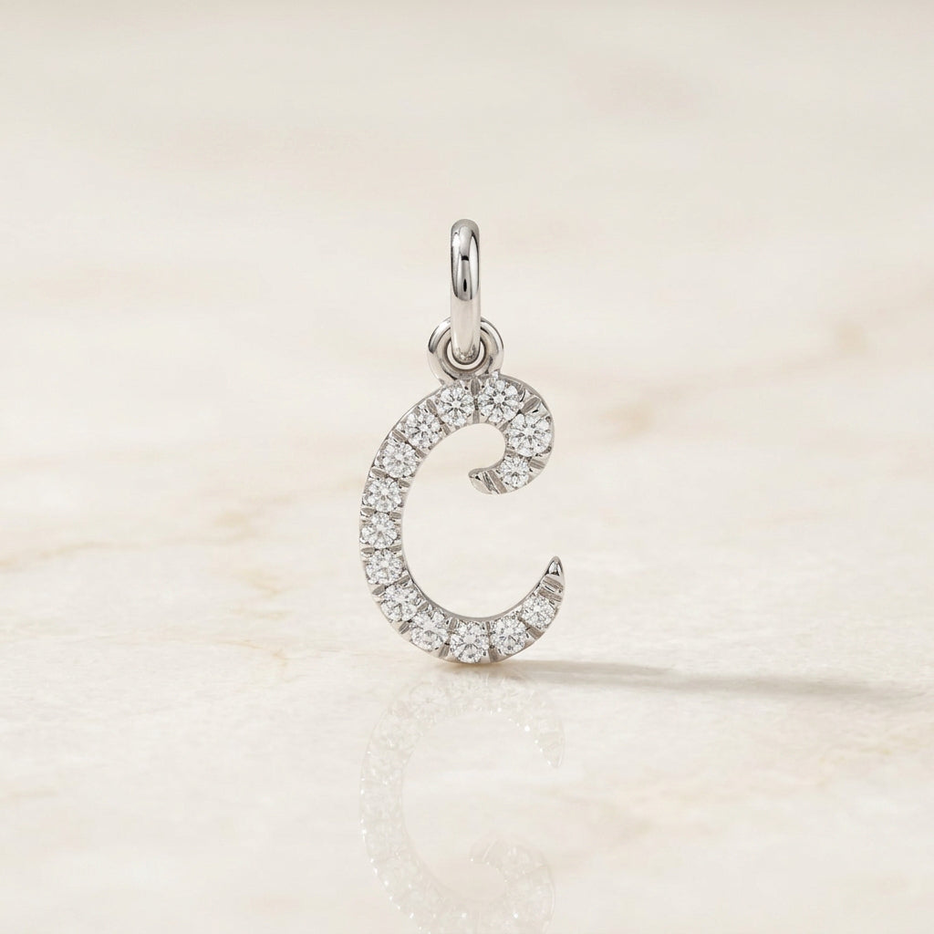 White Gold Signature Script Lab Initial Necklace