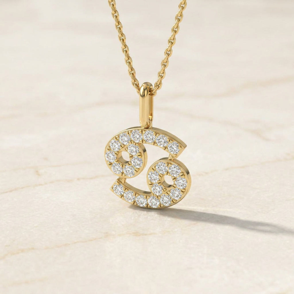 Zodiac Star Sign Lab Diamond Pendant Necklace | 9ct Yellow Gold