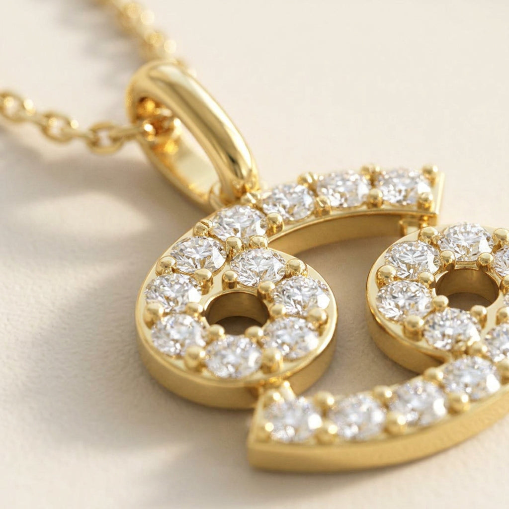 Zodiac Star Sign Lab Diamond Pendant Necklace | 9ct Yellow Gold