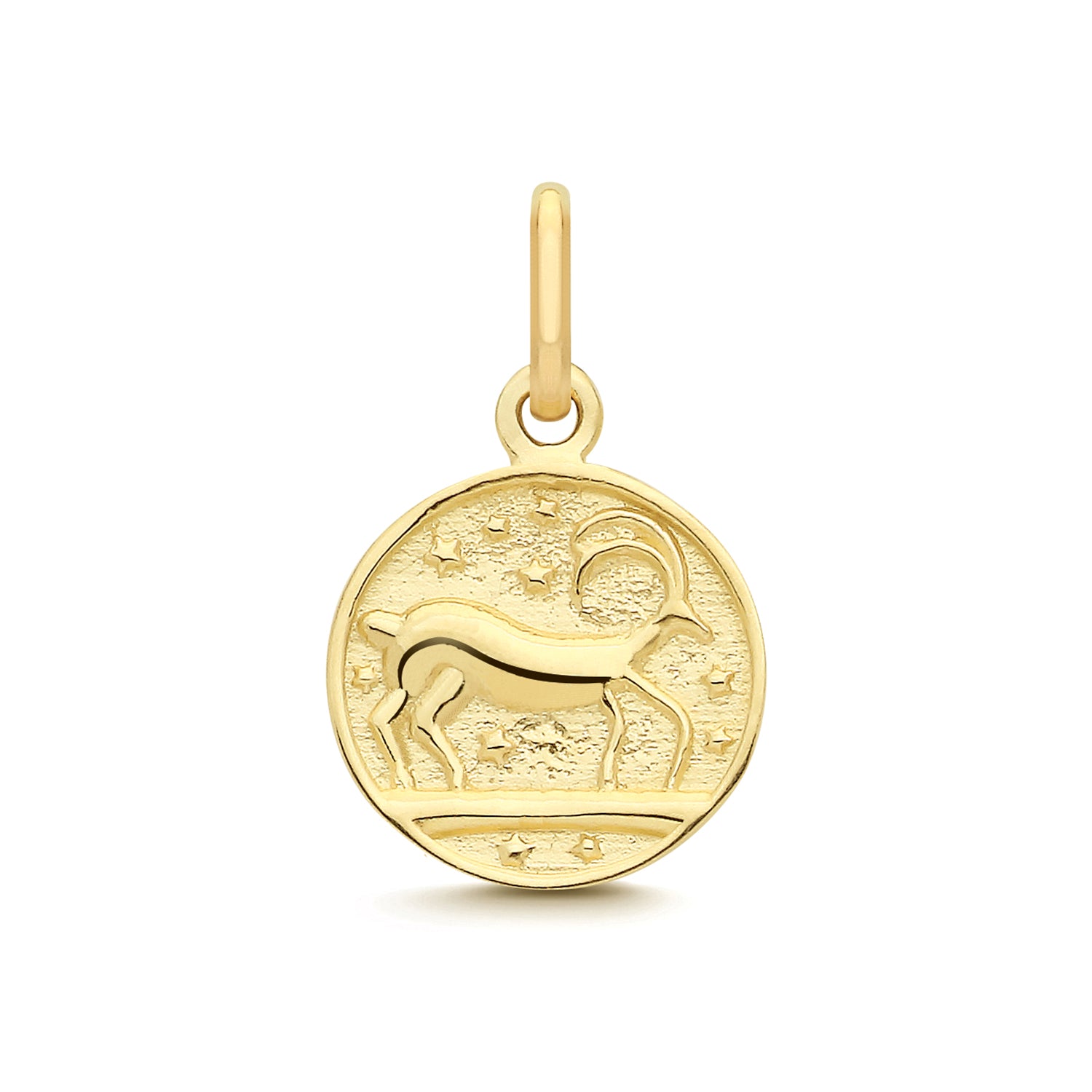Capricorn Zodiac Gold Coin Pendant Necklace 9ct Yellow Gold
