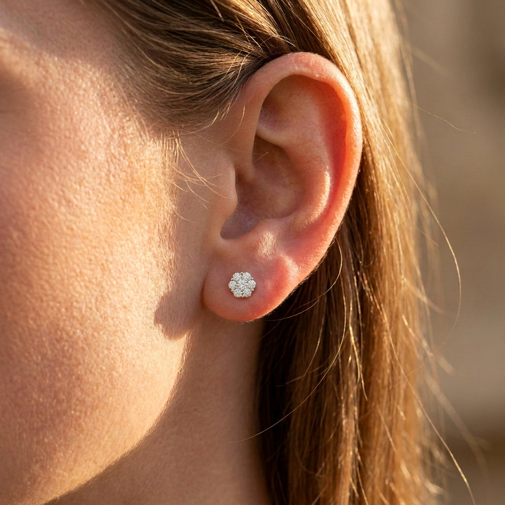Lab Grown Daisy Stud Earrings