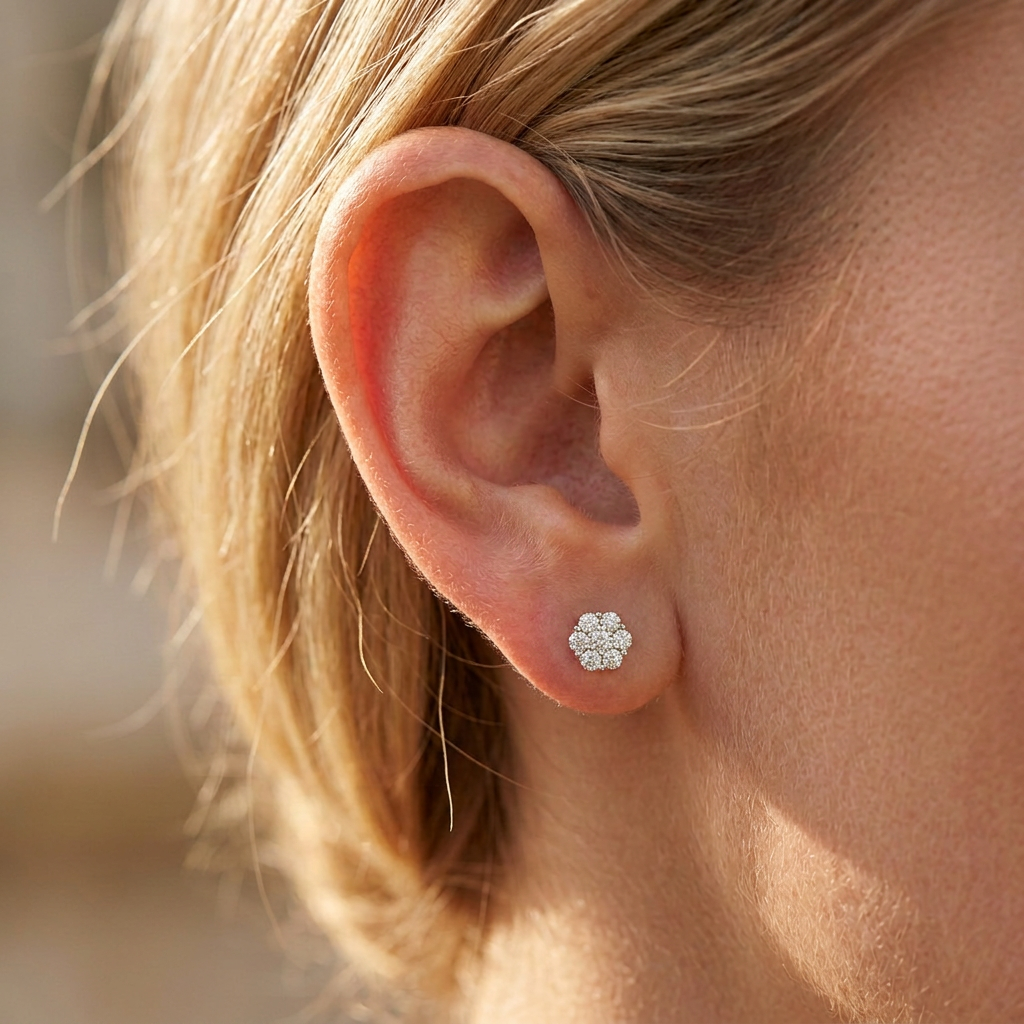 Lab Grown Daisy Stud Earrings