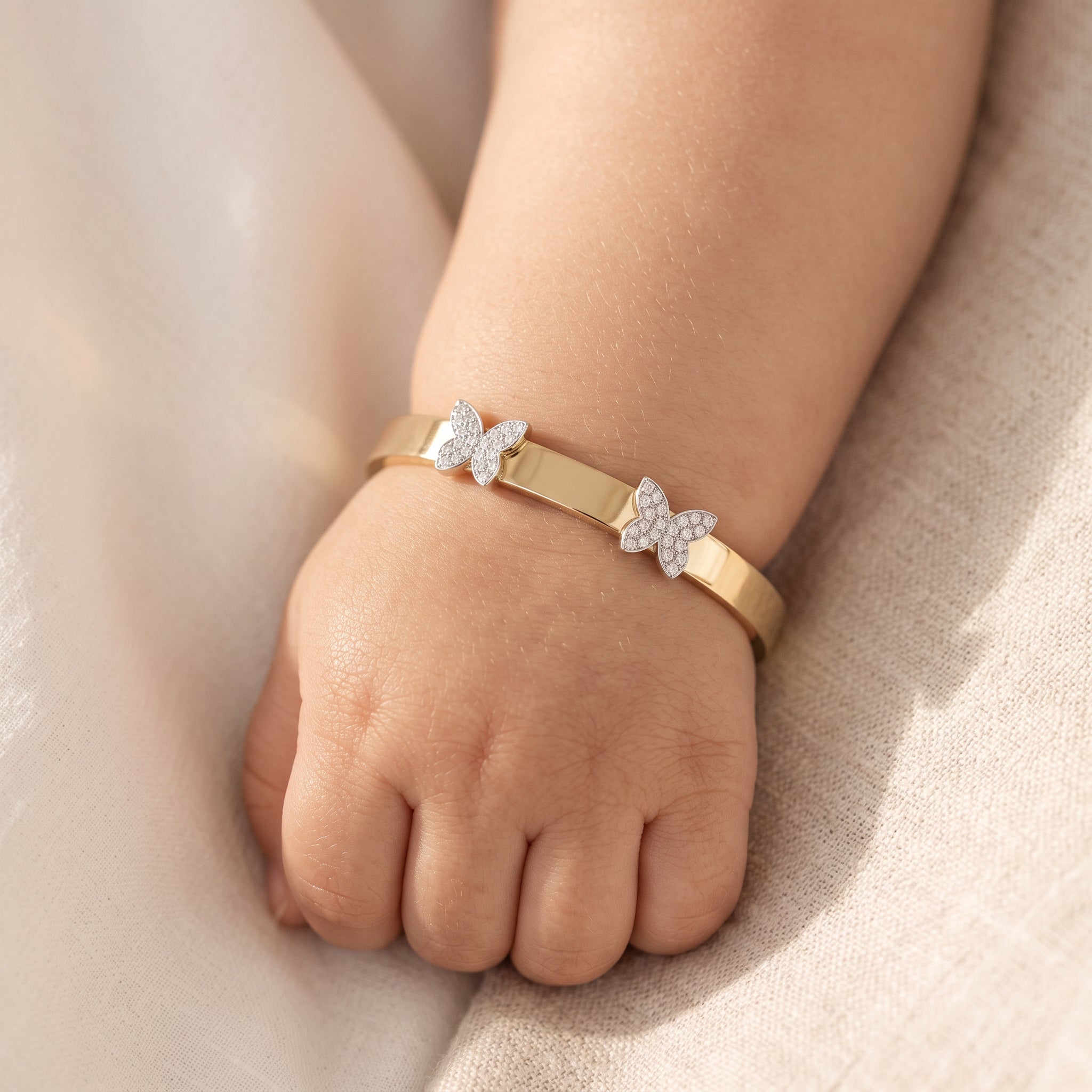 Baby Bangle Double Butterfly Yellow Gold
