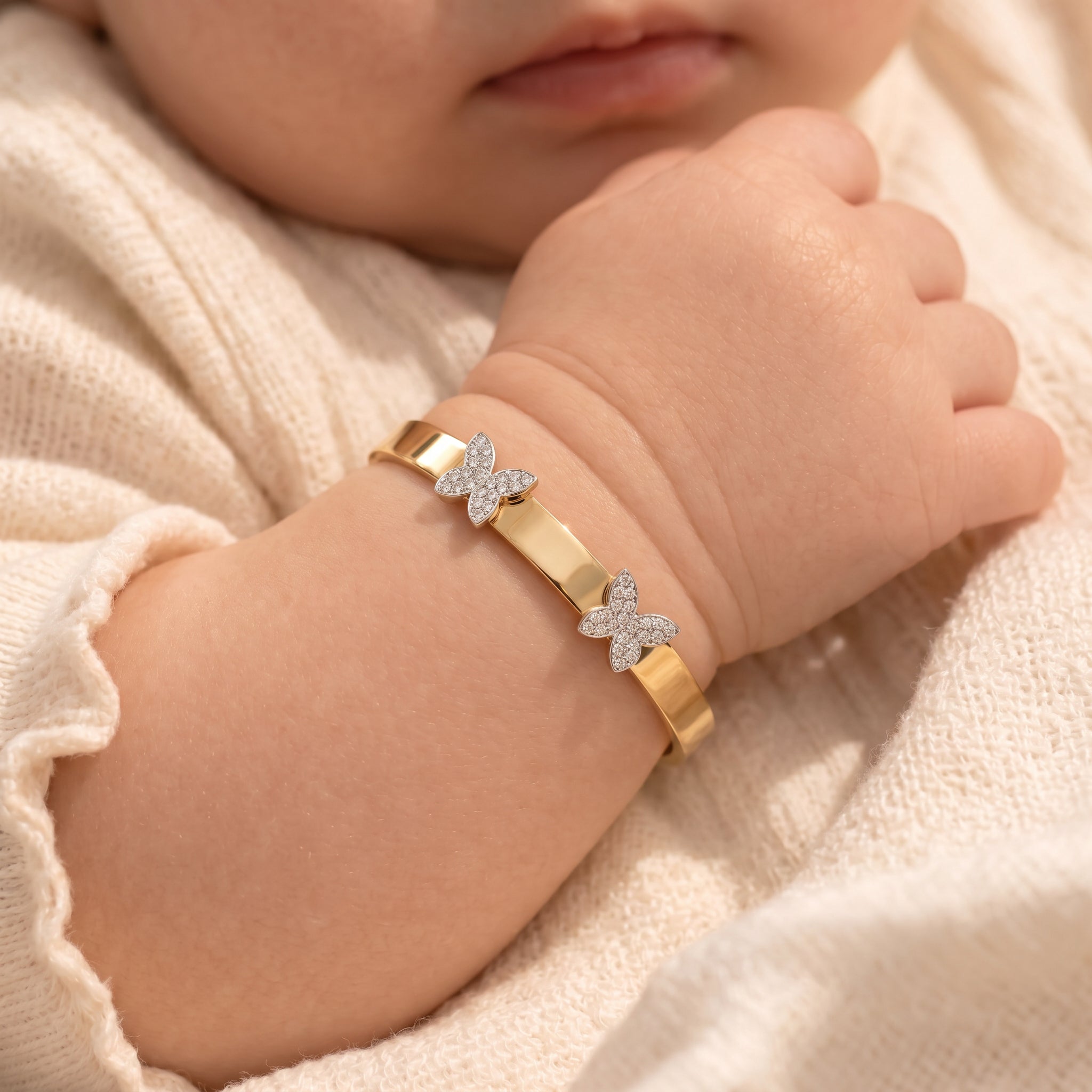 Baby Bangle Double Butterfly Yellow Gold