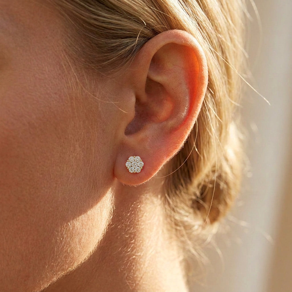 Lab Grown Daisy Stud Earrings
