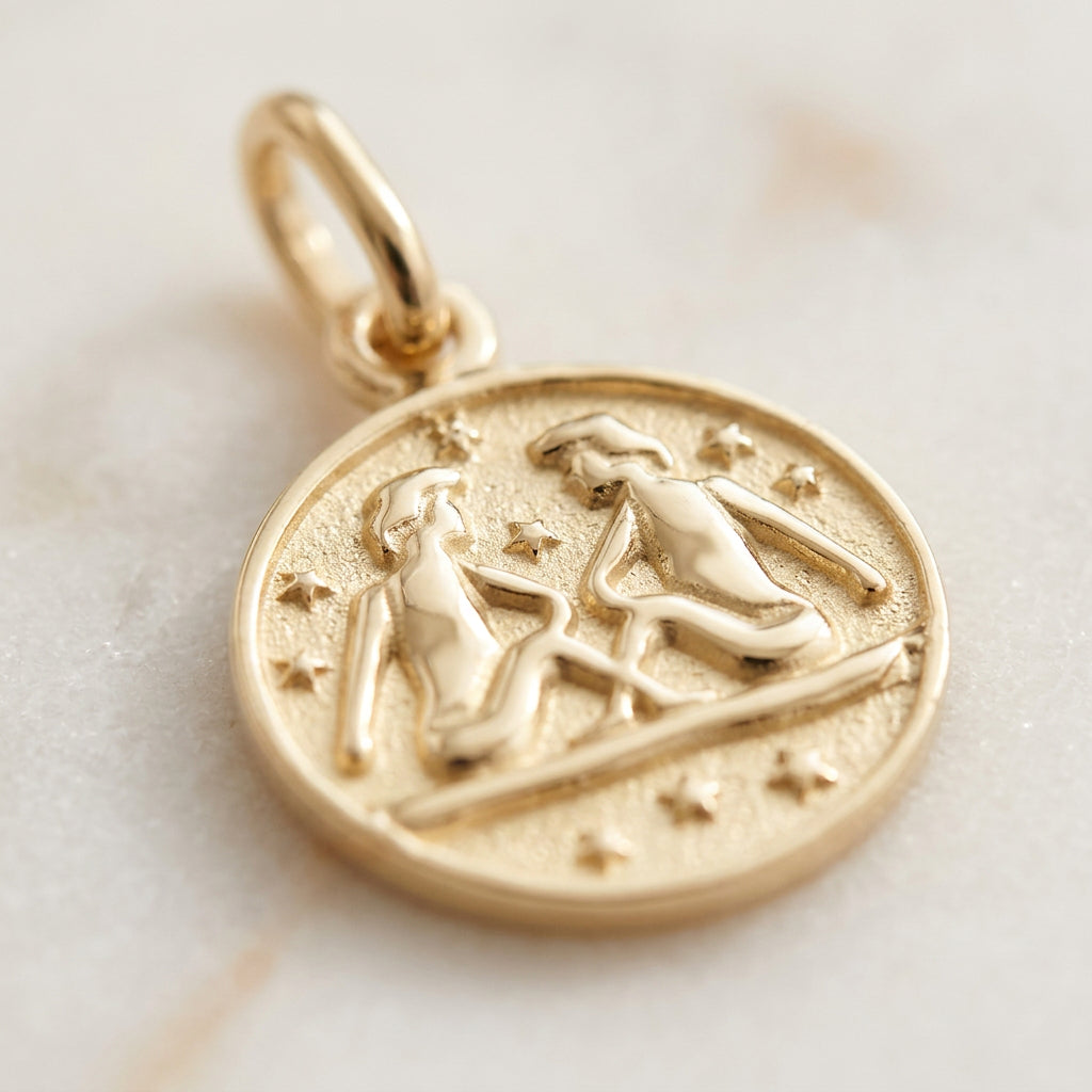 Zodiac Star Sign Gold Coin Pendant Necklace | 9ct Yellow Gold