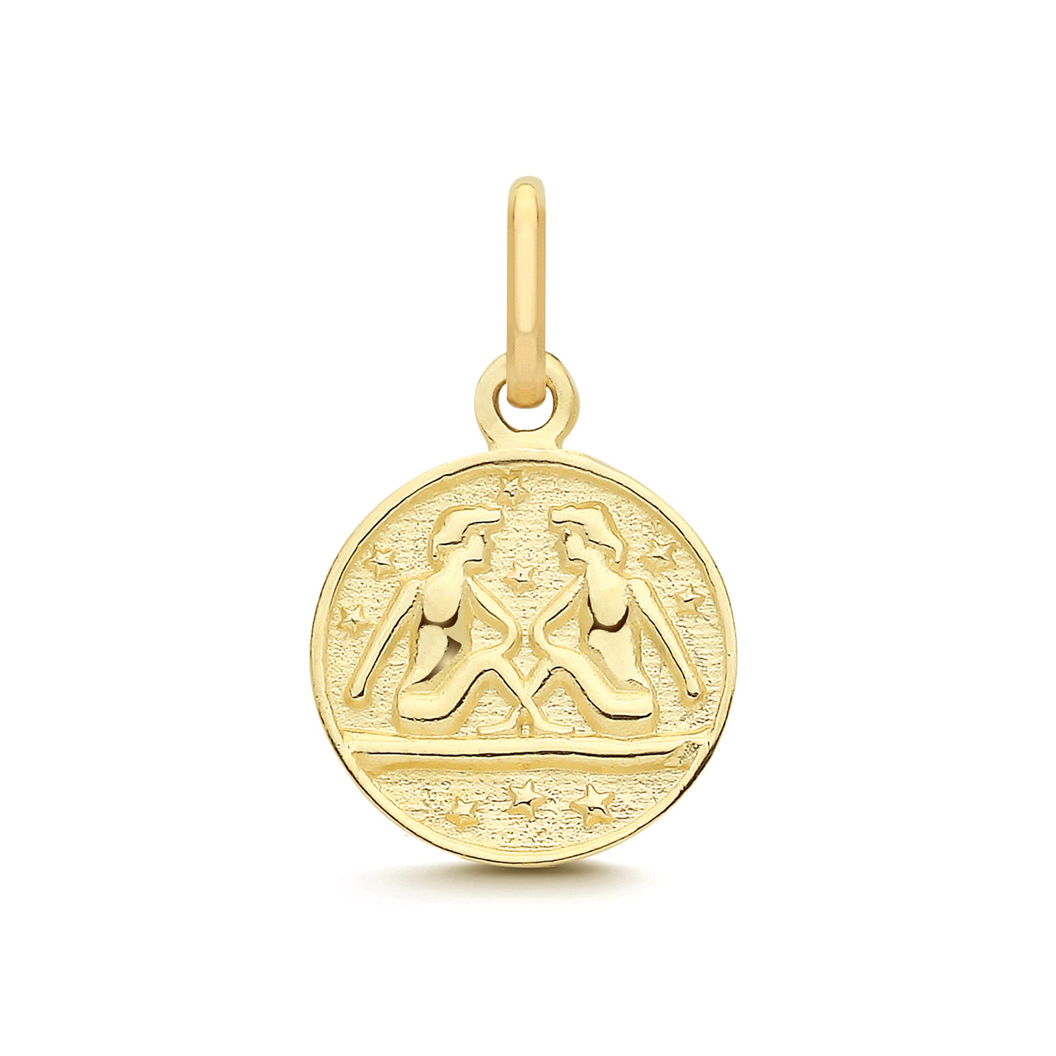 Gemini Zodiac Gold Coin Pendant Necklace 9ct Yellow Gold