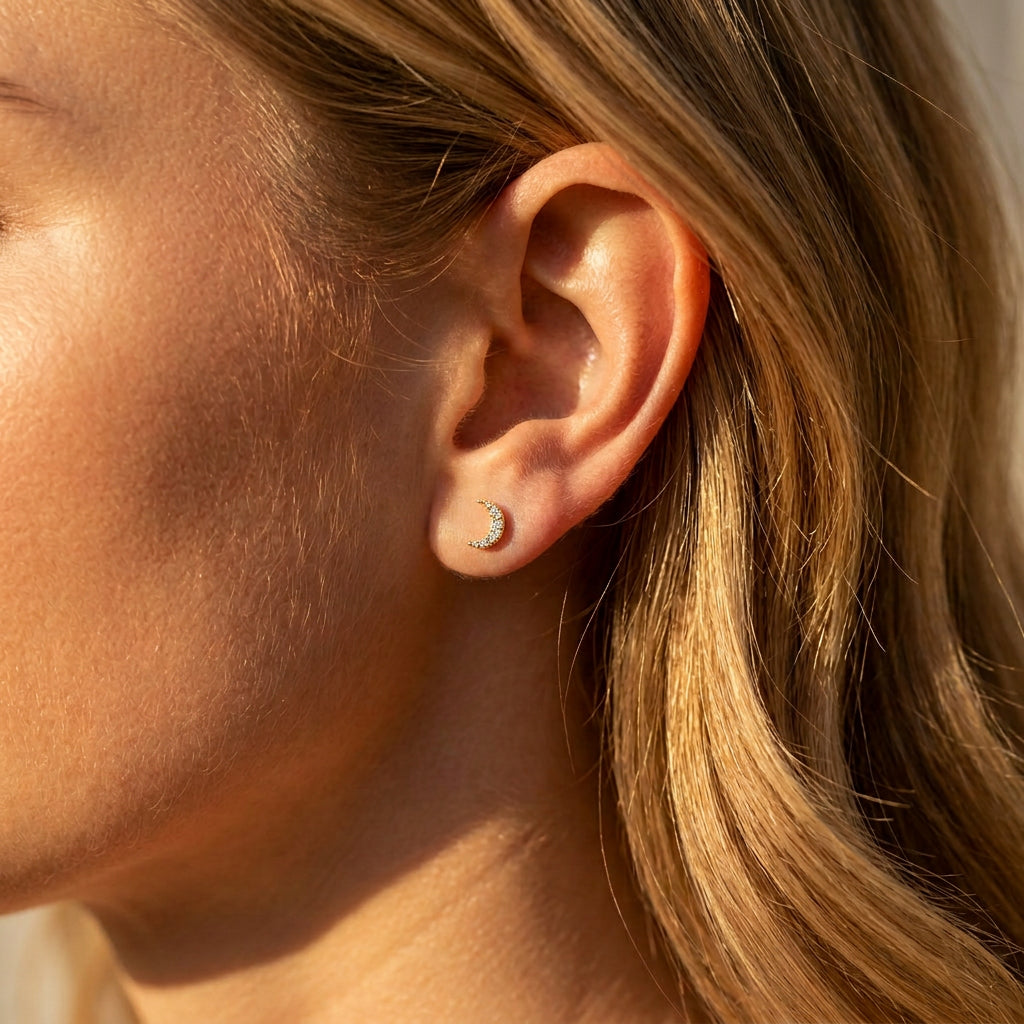 Half Moon Stud Earrings