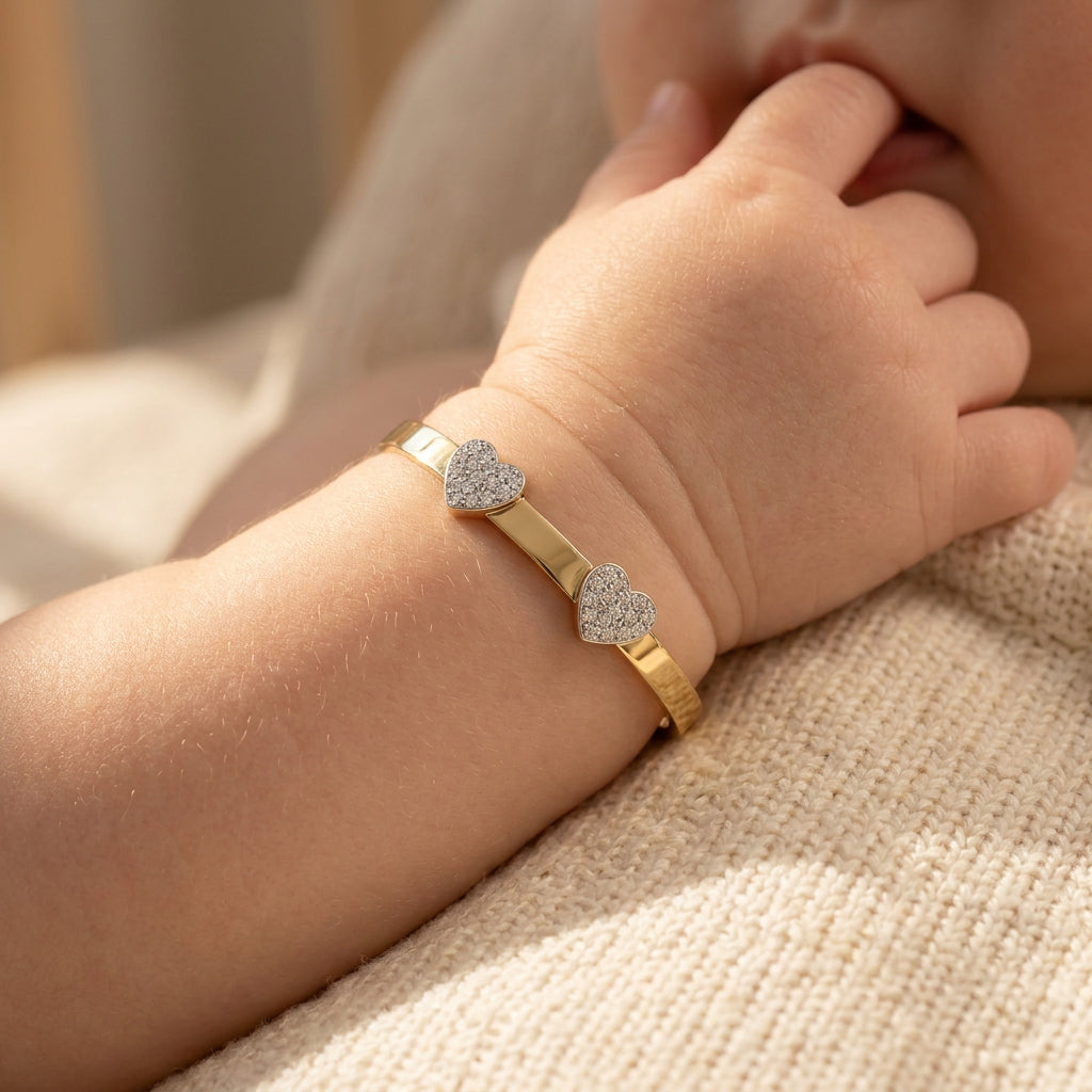 Baby Bangle Double Heart