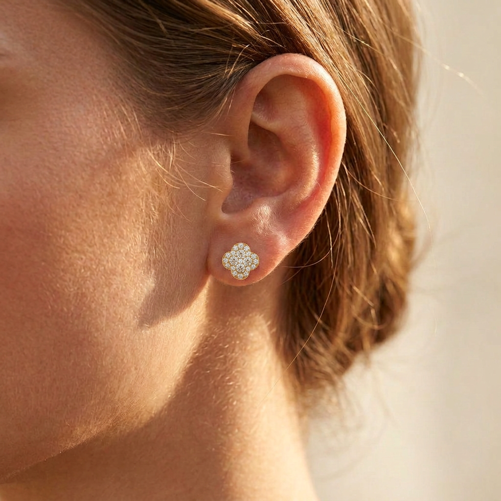 Large Blossom Style Stud Earrings