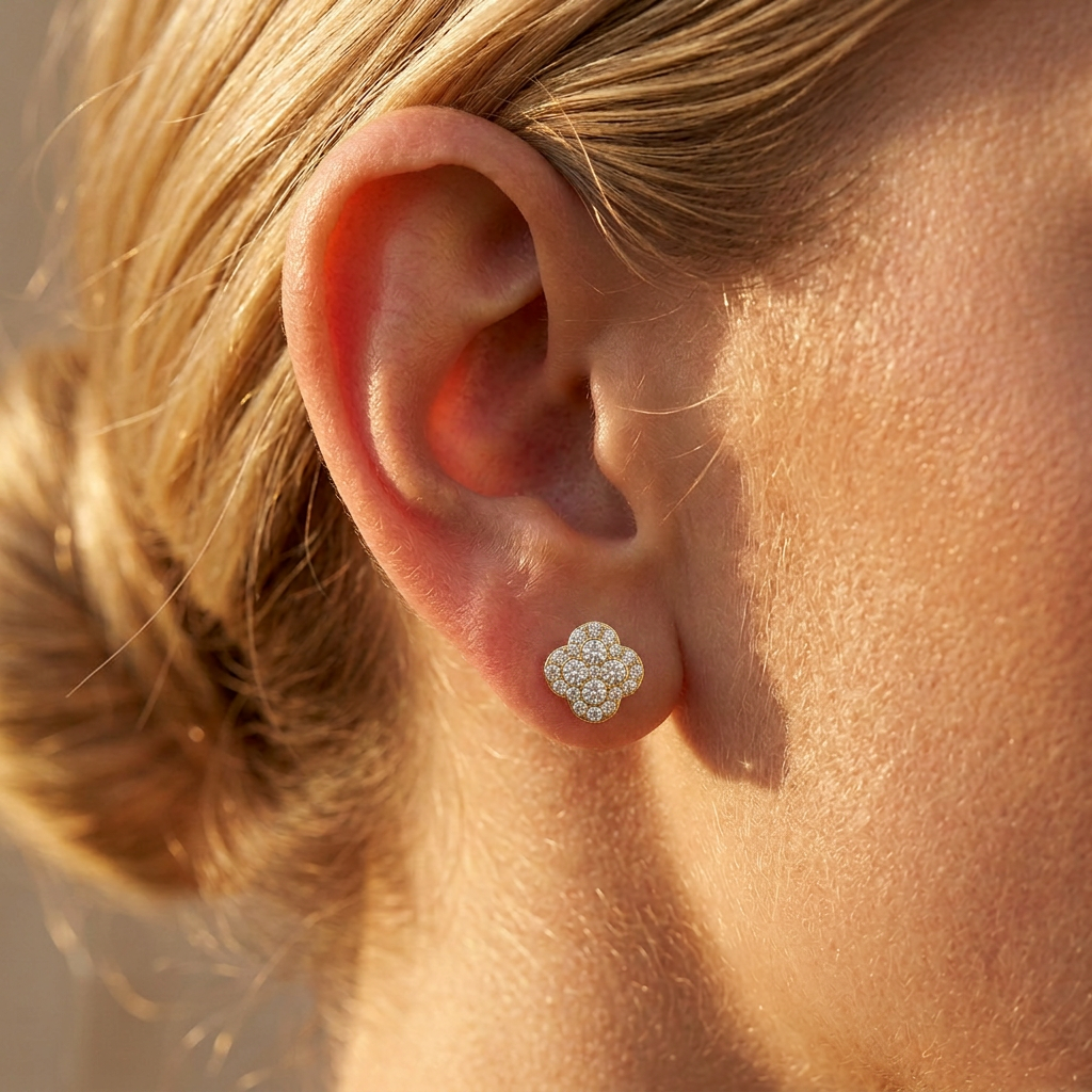 Large Blossom Style Stud Earrings