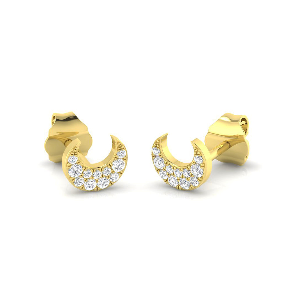 Half Moon Stud Earrings Yellow Gold