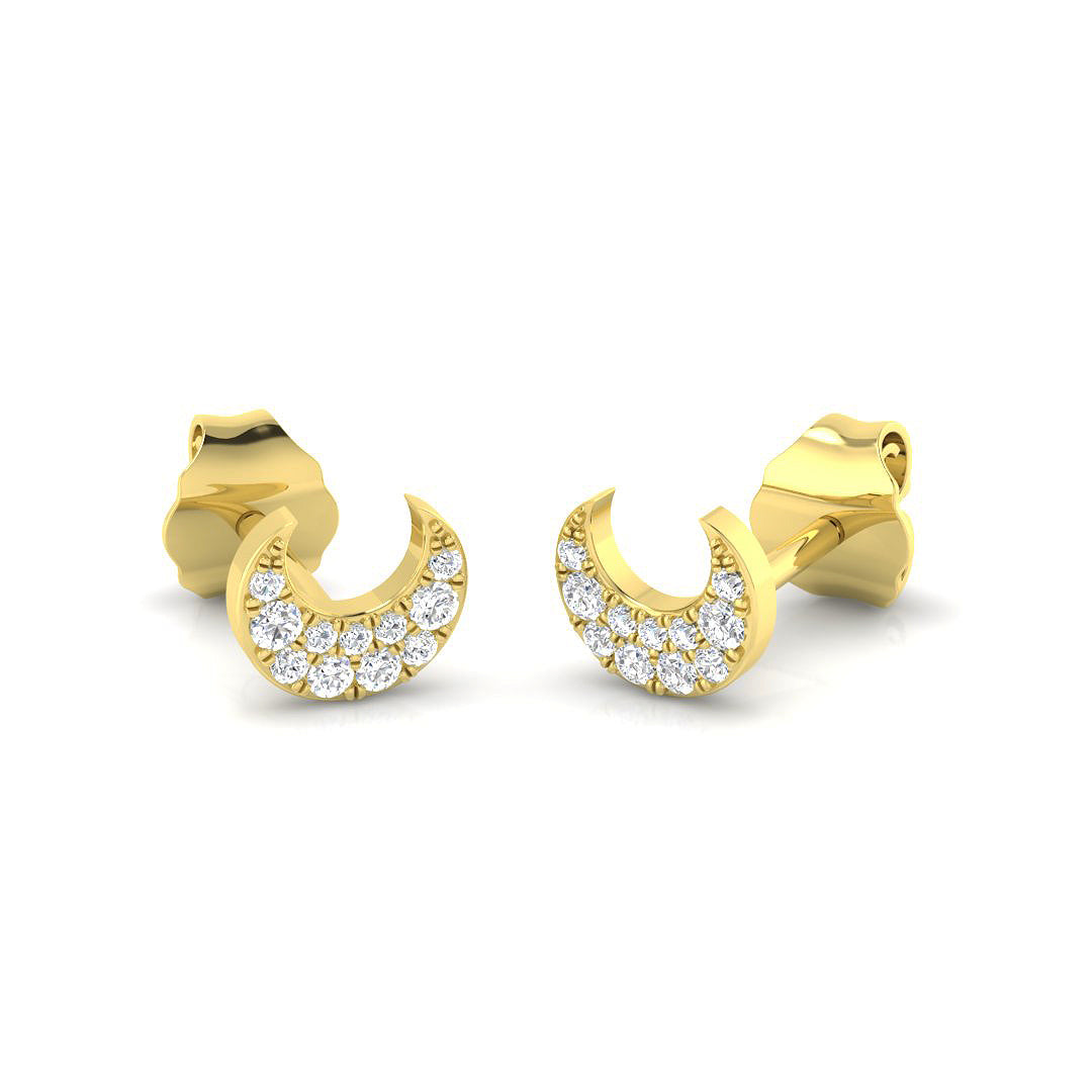 Half Moon Stud Earrings Yellow Gold