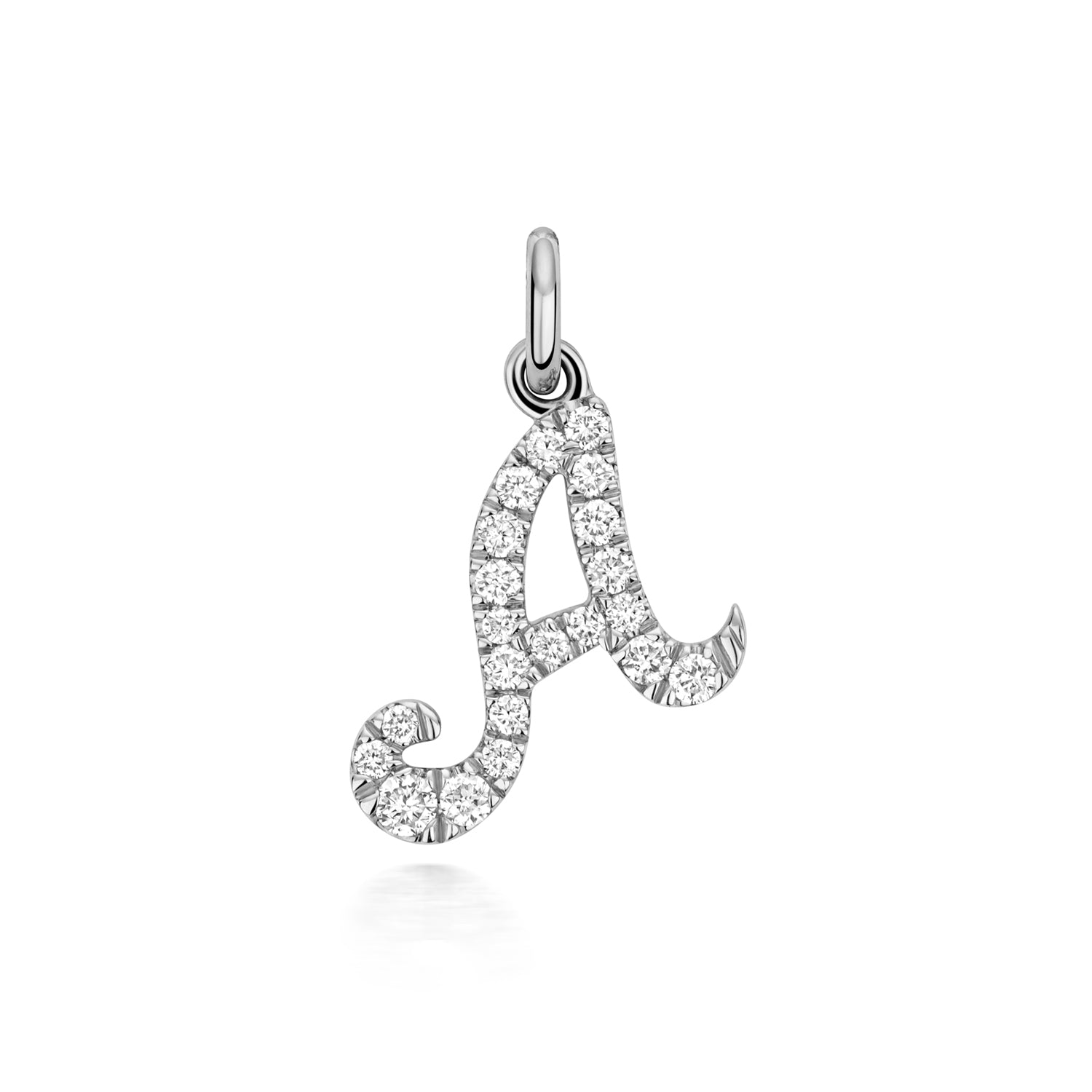White Gold Signature Script Lab Initial A Necklace