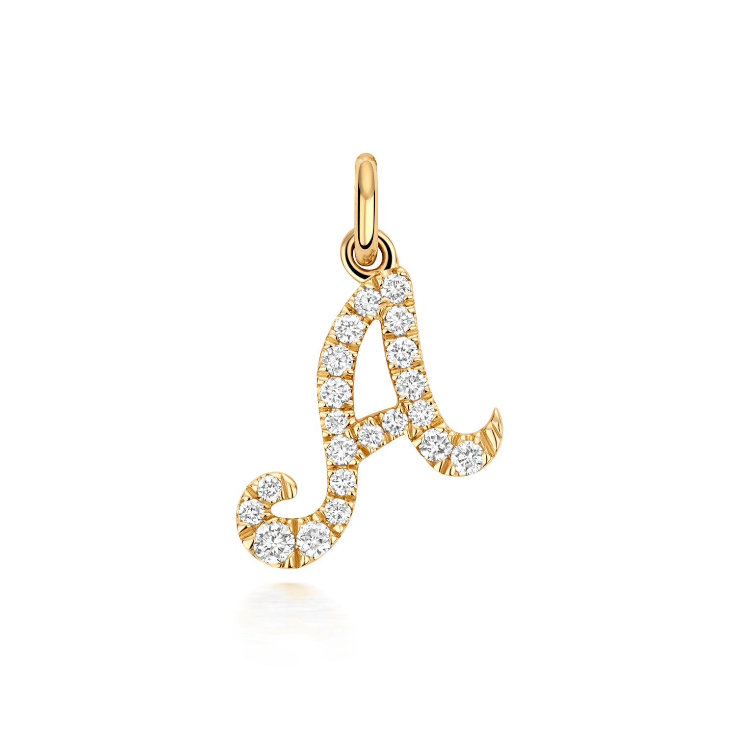 Yellow Gold Signature Script Lab Initial A Necklace
