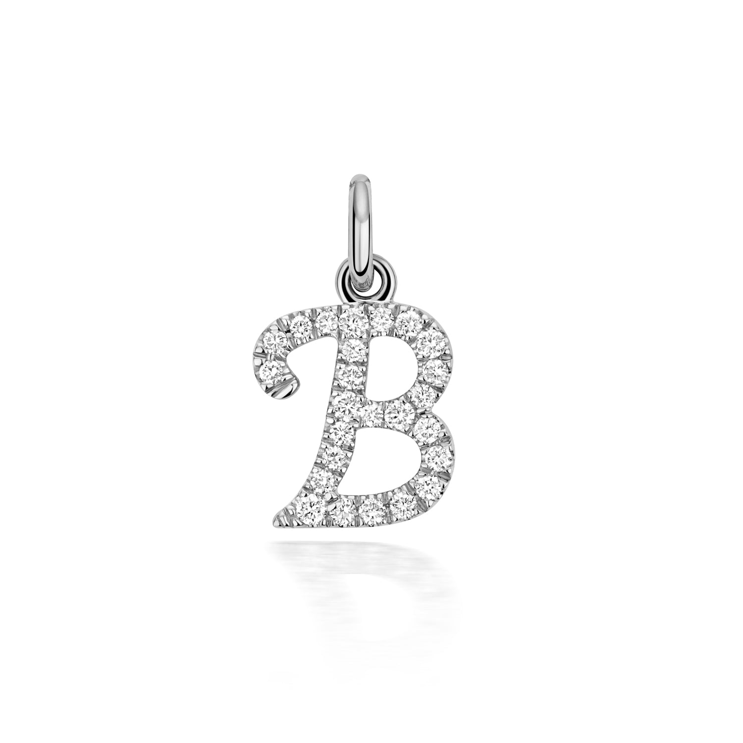 White Gold Signature Script Lab Initial B Necklace