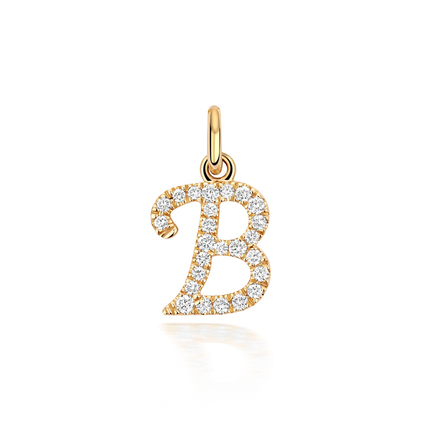 Yellow Gold Signature Script Lab Initial B Necklace