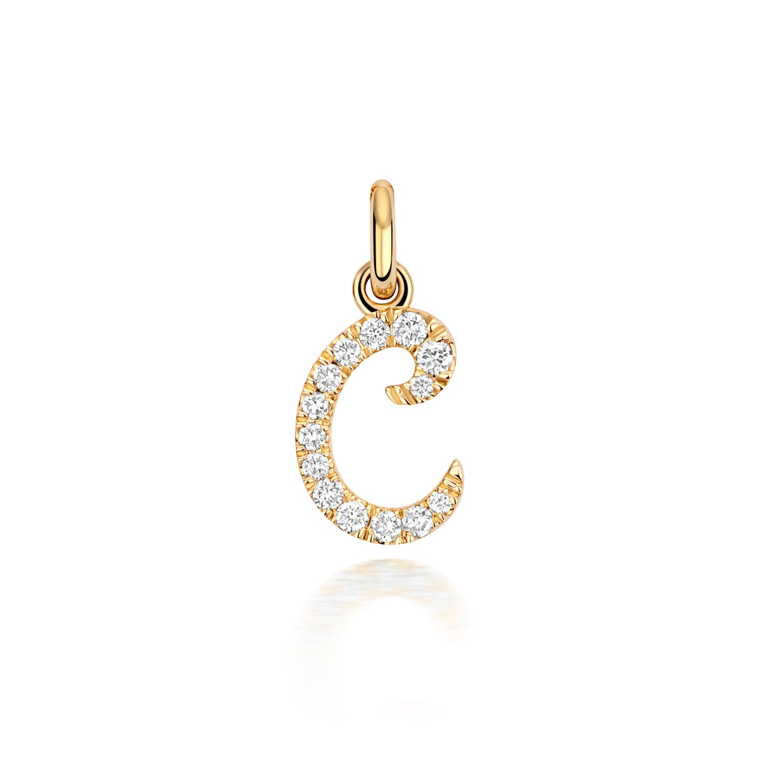 Yellow Gold Signature Script Lab Initial C Necklace