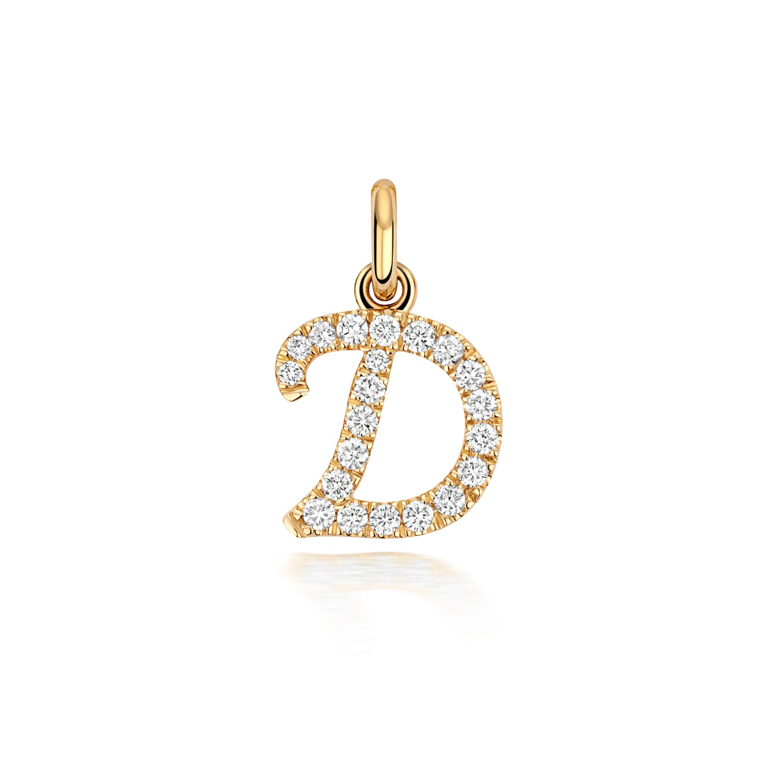 Yellow Gold Signature Script Lab Initial D Necklace