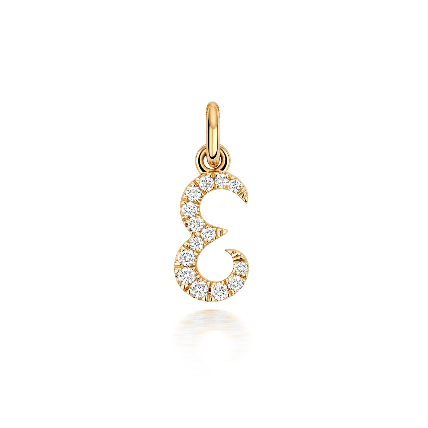 Yellow Gold Signature Script Lab Initial E Necklace
