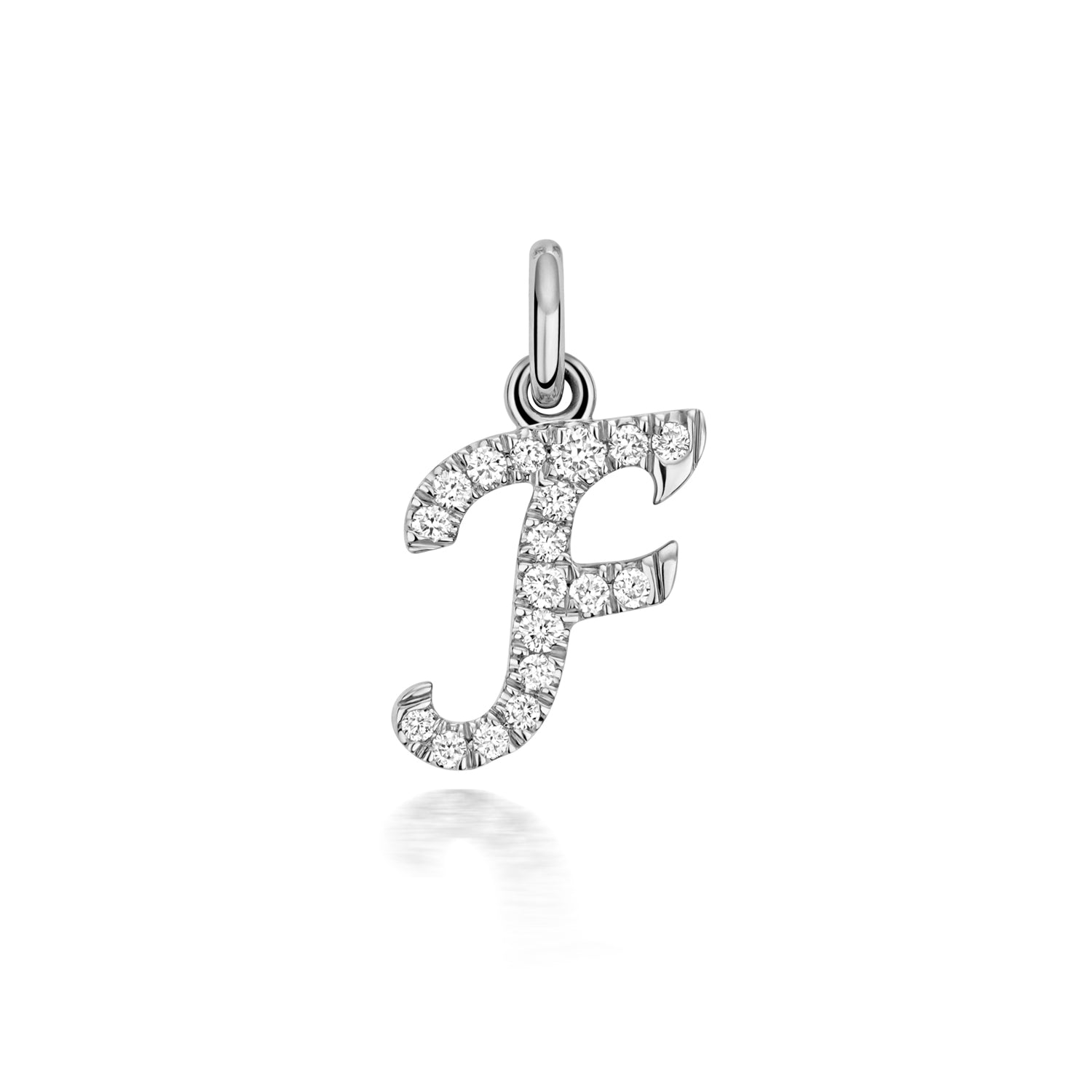 White Gold Signature Script Lab Initial F Necklace