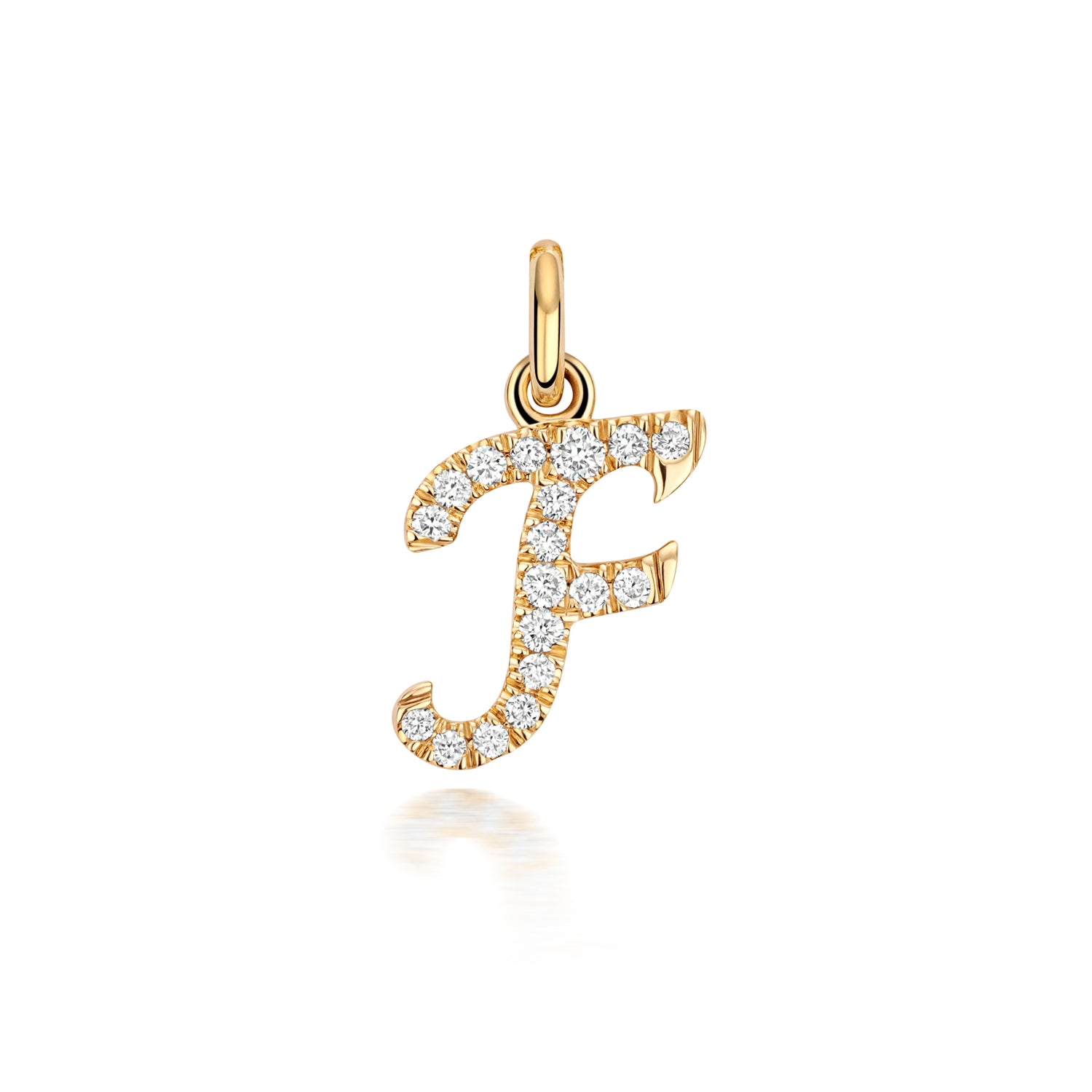 Yellow Gold Signature Script Lab Initial F Necklace